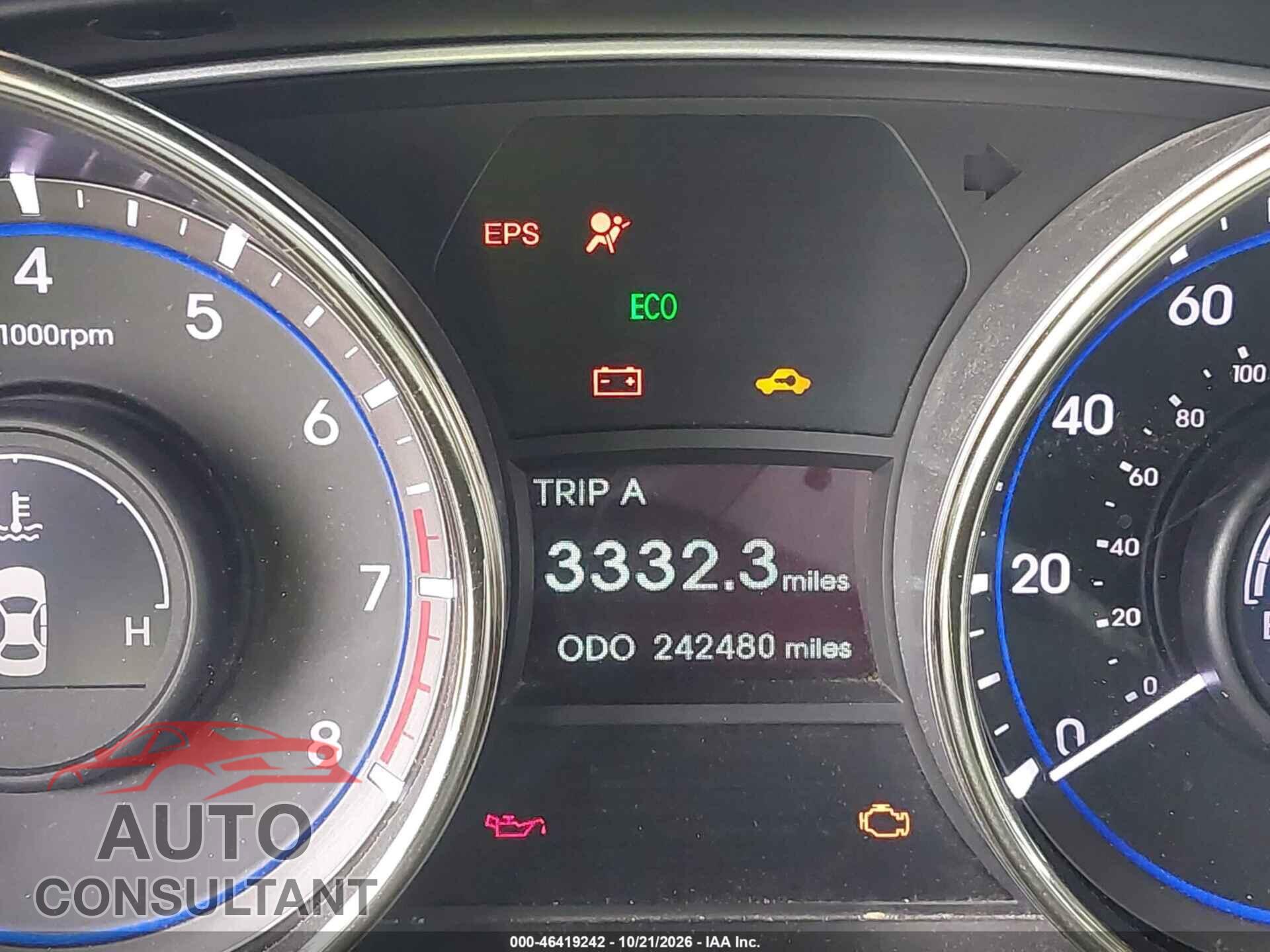 HYUNDAI SONATA 2012 - 5NPEC4AC8CH478512