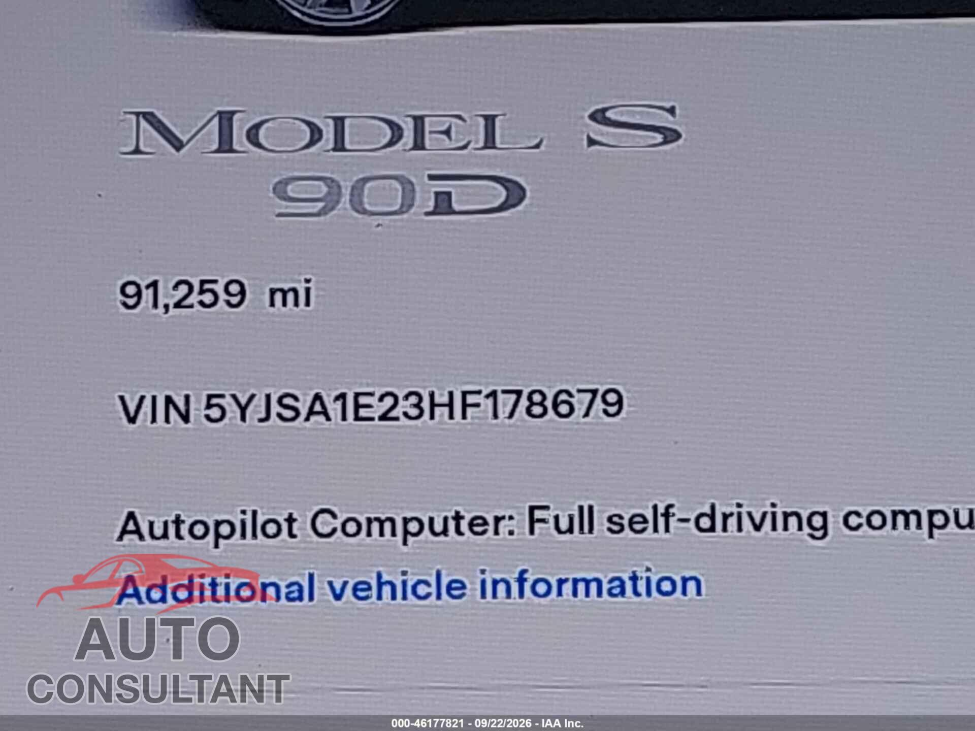 TESLA MODEL S 2017 - 5YJSA1E23HF178679