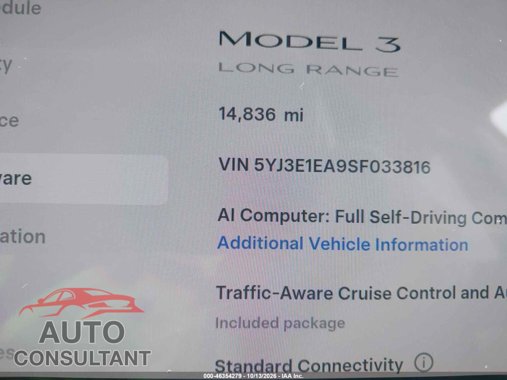 TESLA MODEL 3 2025 - 5YJ3E1EA9SF033816