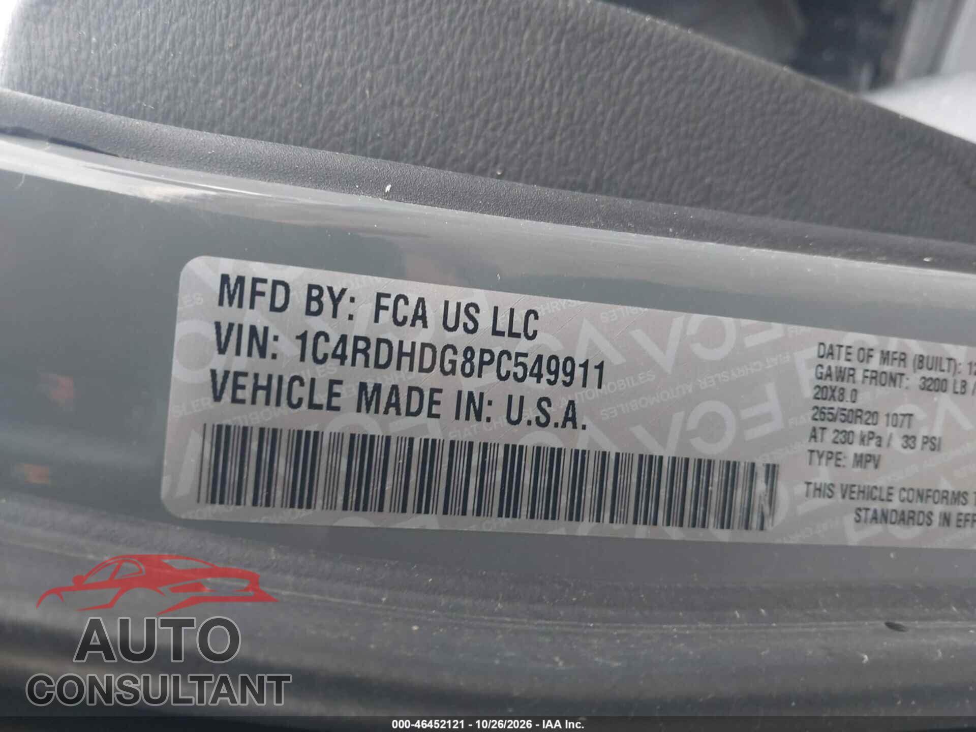 DODGE DURANGO 2023 - 1C4RDHDG8PC549911