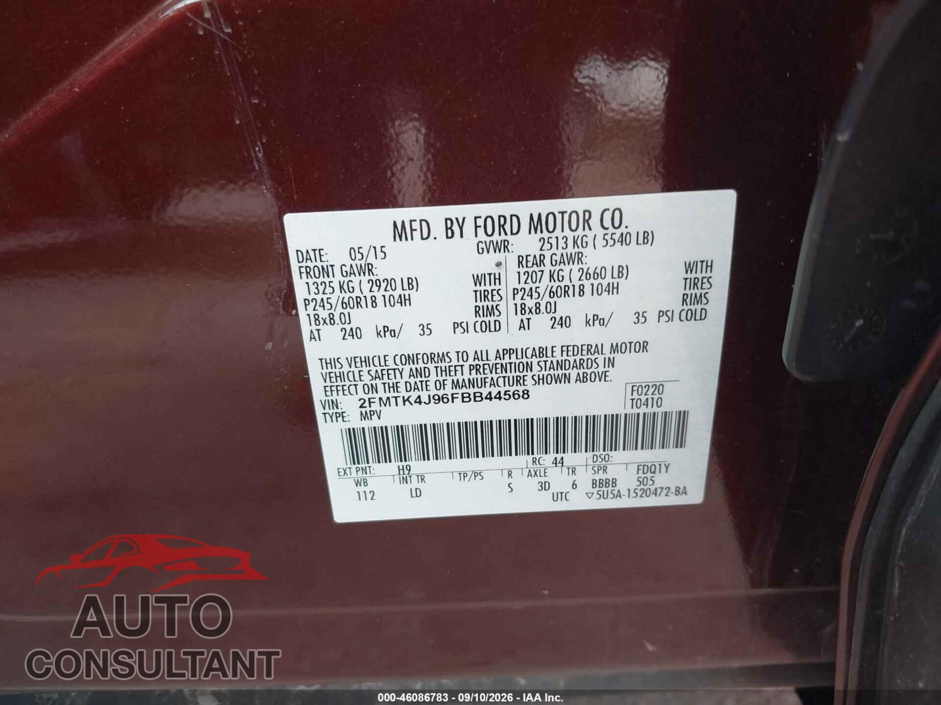FORD EDGE 2015 - 2FMTK4J96FBB44568