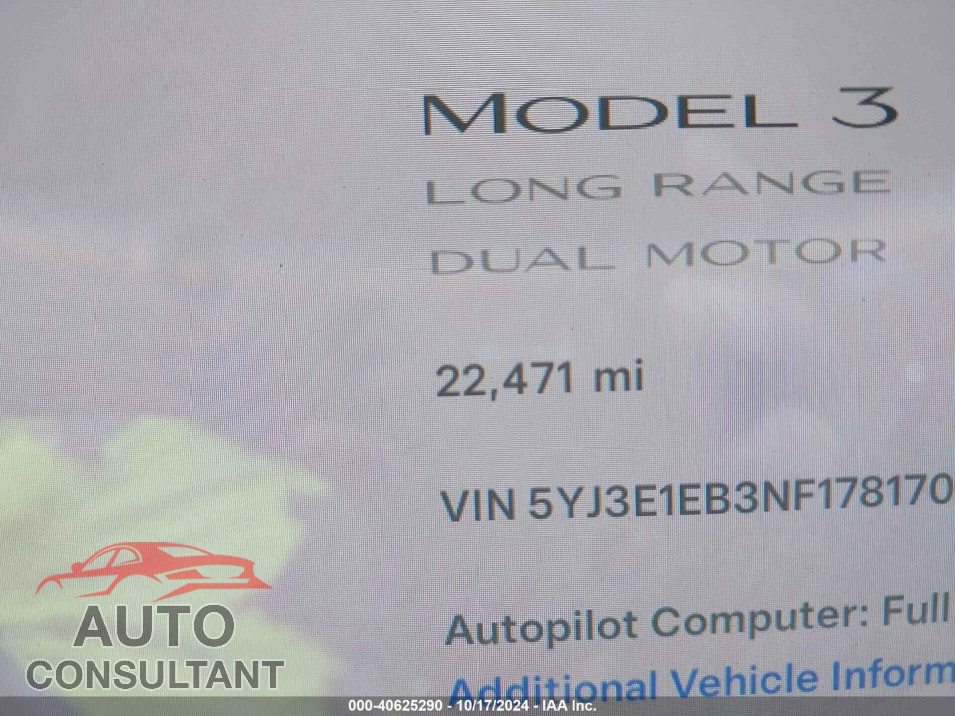 TESLA MODEL 3 2022 - 5YJ3E1EB3NF178170