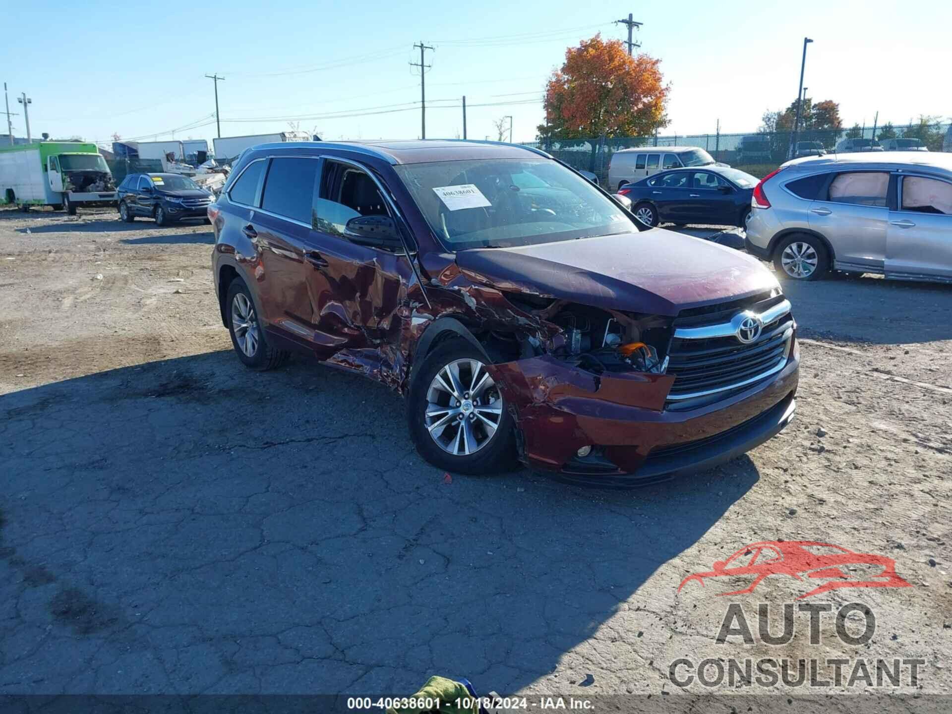 TOYOTA HIGHLANDER 2014 - 5TDJKRFH7ES012151