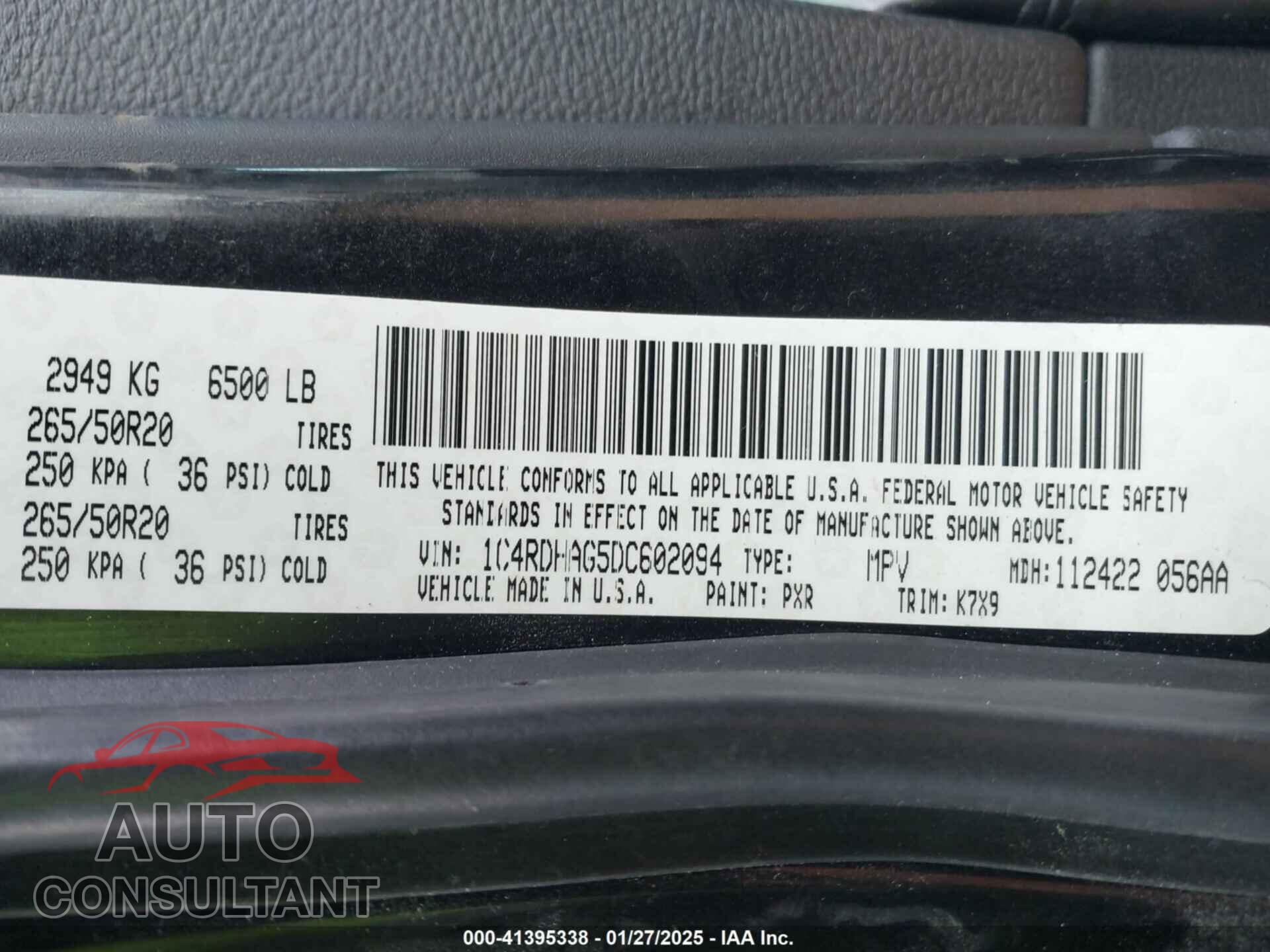 DODGE DURANGO 2013 - 1C4RDHAG5DC602094