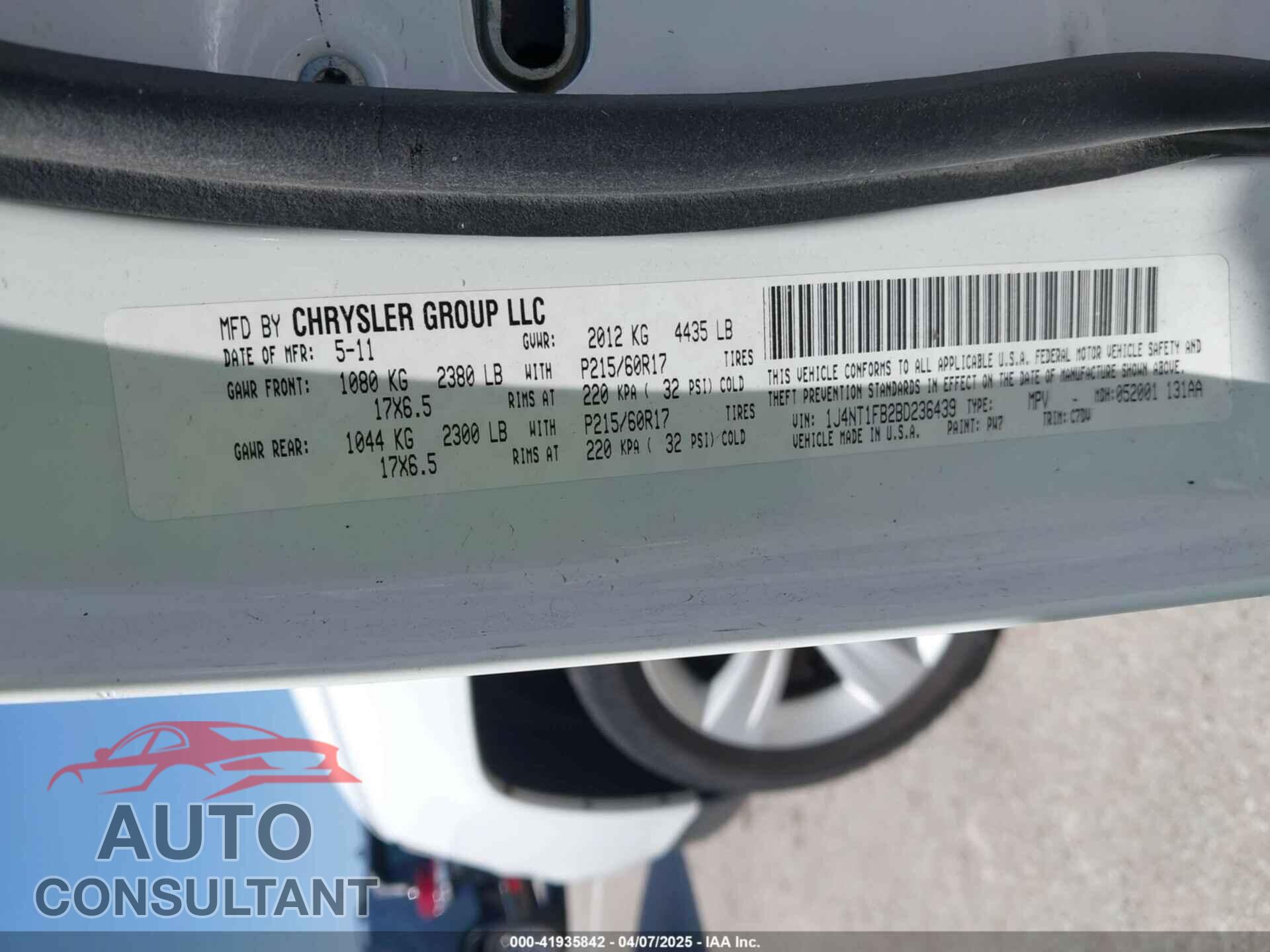 JEEP COMPASS 2011 - 1J4NT1FB2BD236439