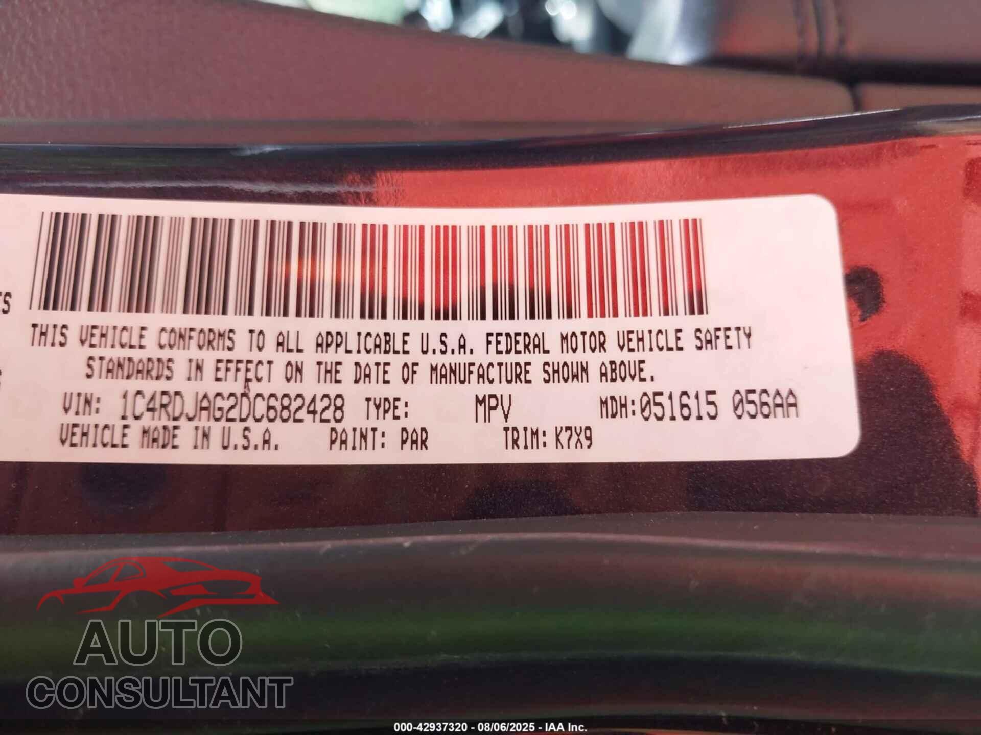 DODGE DURANGO 2013 - 1C4RDJAG2DC682428