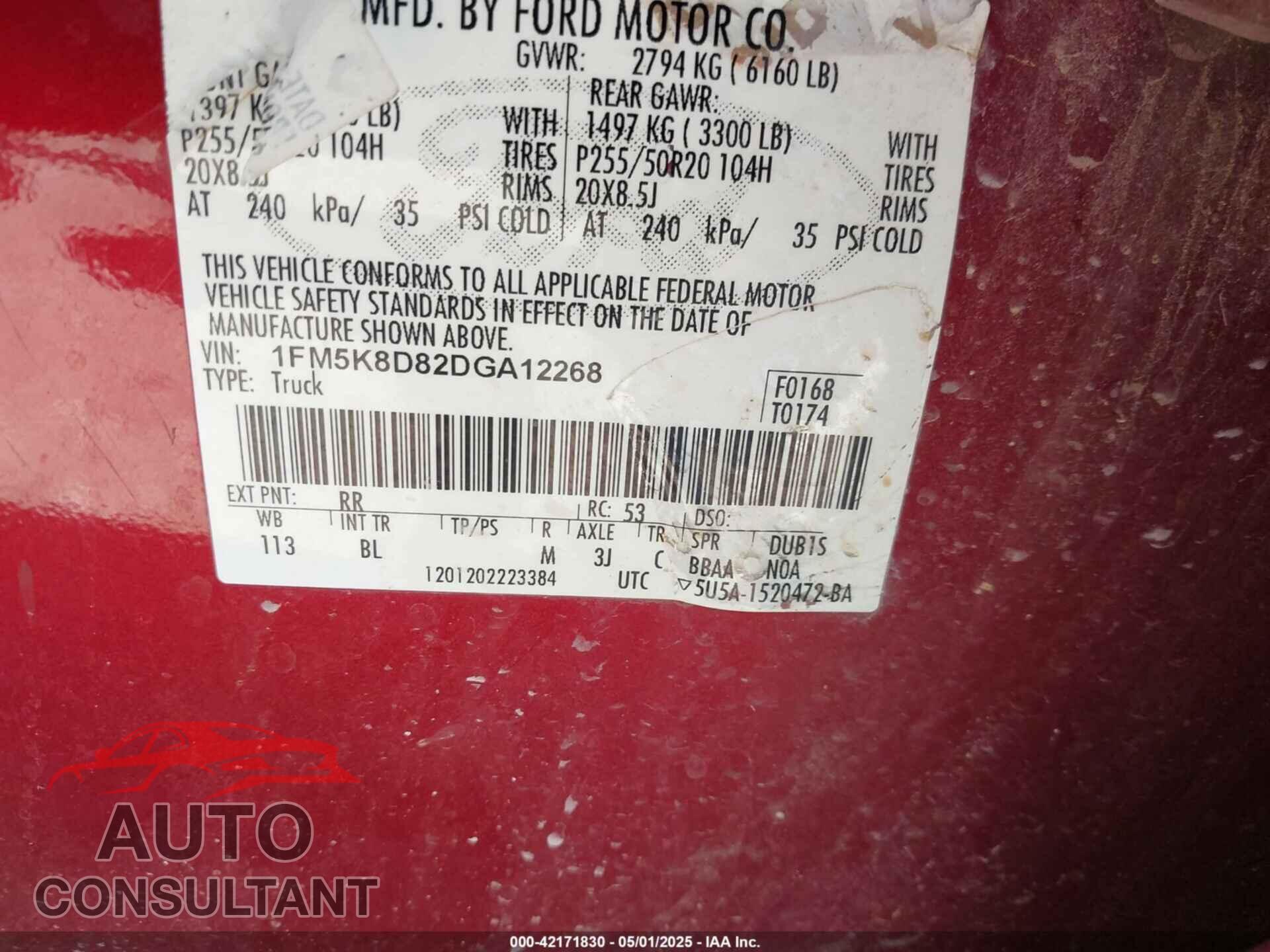FORD EXPLORER 2013 - 1FM5K8D82DGA12268