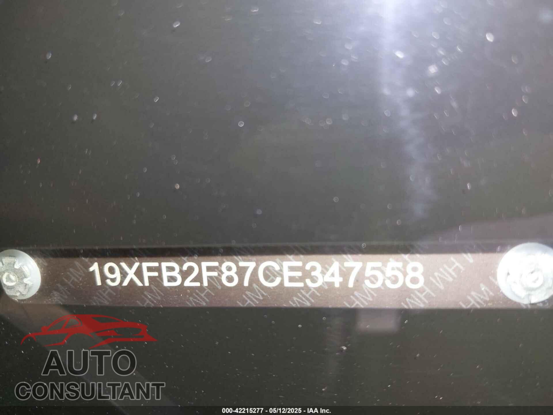 HONDA CIVIC 2012 - 19XFB2F87CE347558