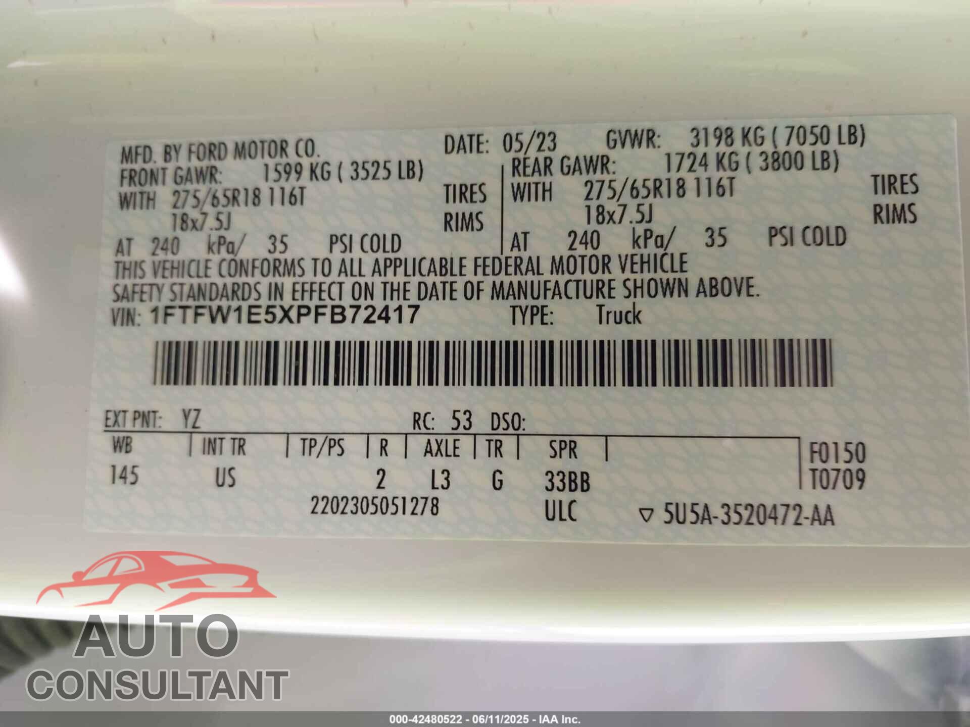 FORD F-150 2023 - 1FTFW1E5XPFB72417