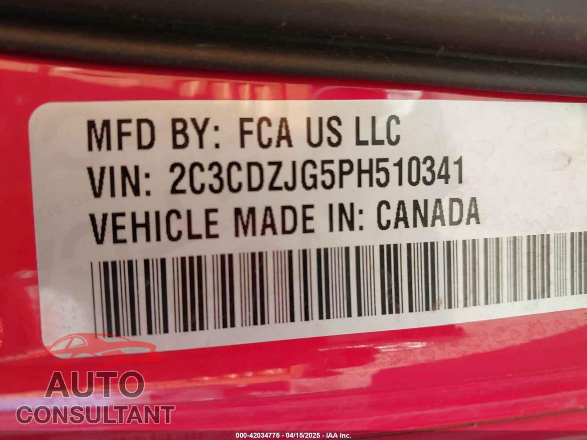 DODGE CHALLENGER 2023 - 2C3CDZJG5PH510341