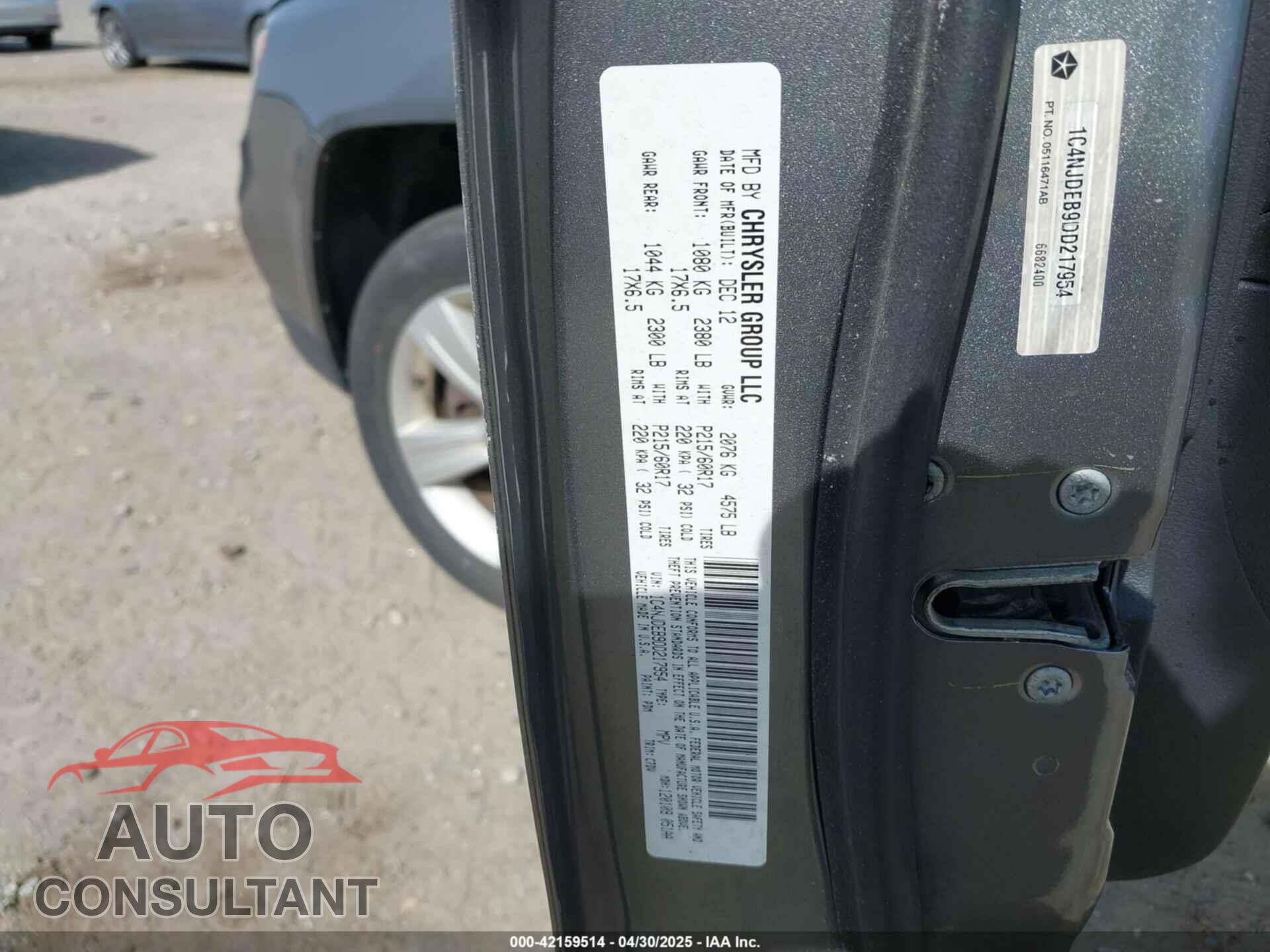 JEEP COMPASS 2013 - 1C4NJDEB9DD217954