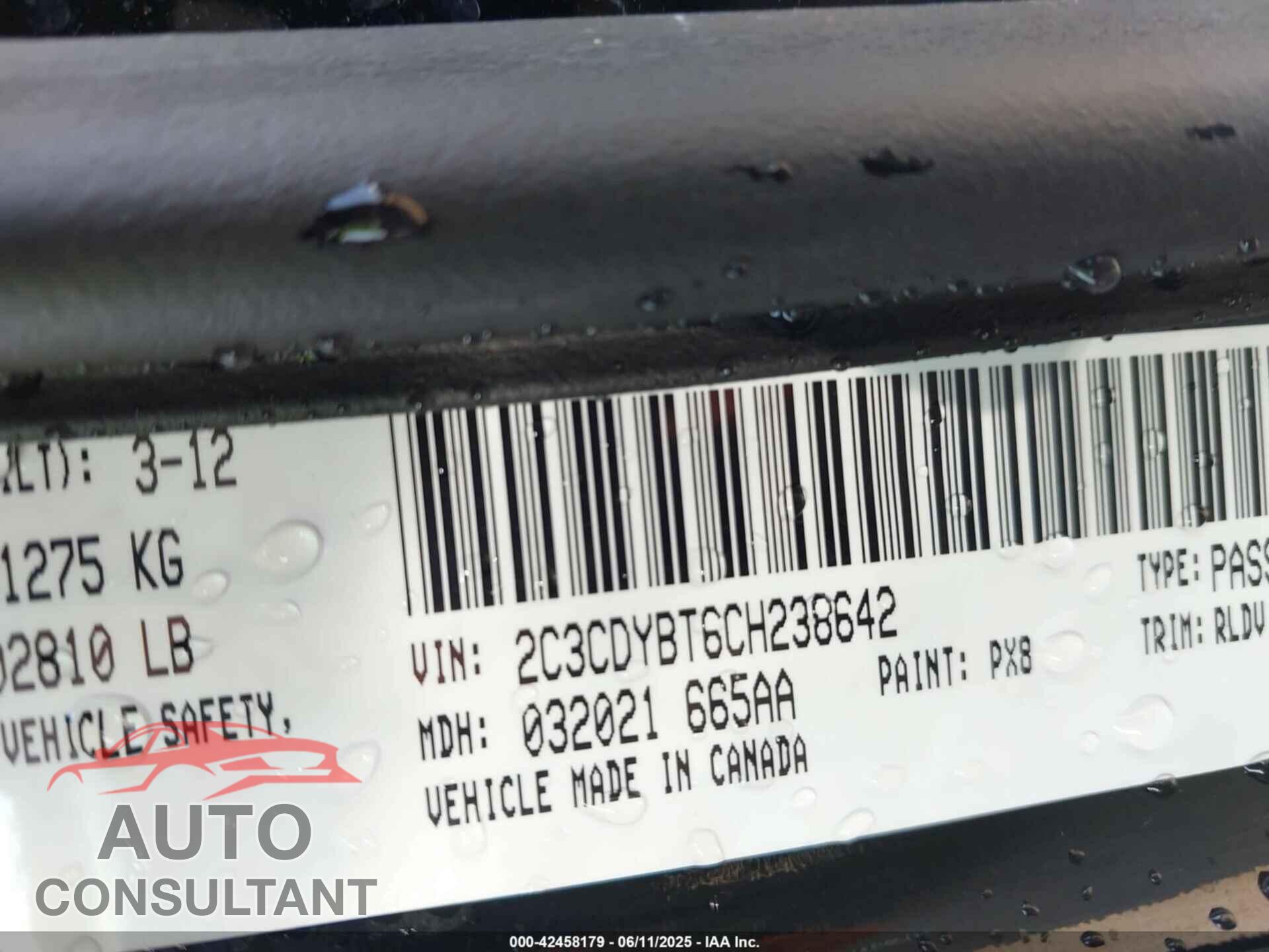 DODGE CHALLENGER 2012 - 2C3CDYBT6CH238642