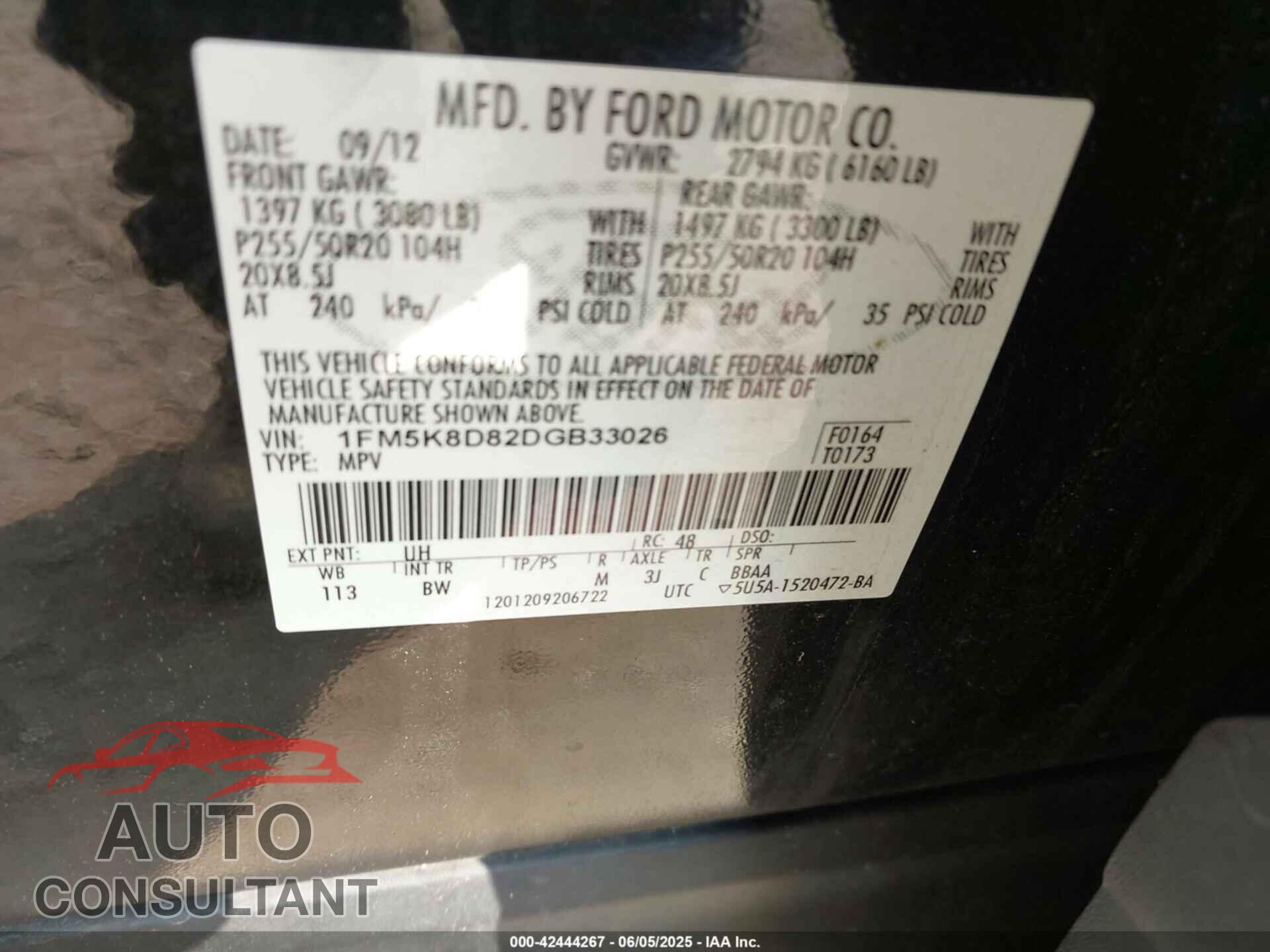 FORD EXPLORER 2013 - 1FM5K8D82DGB33026