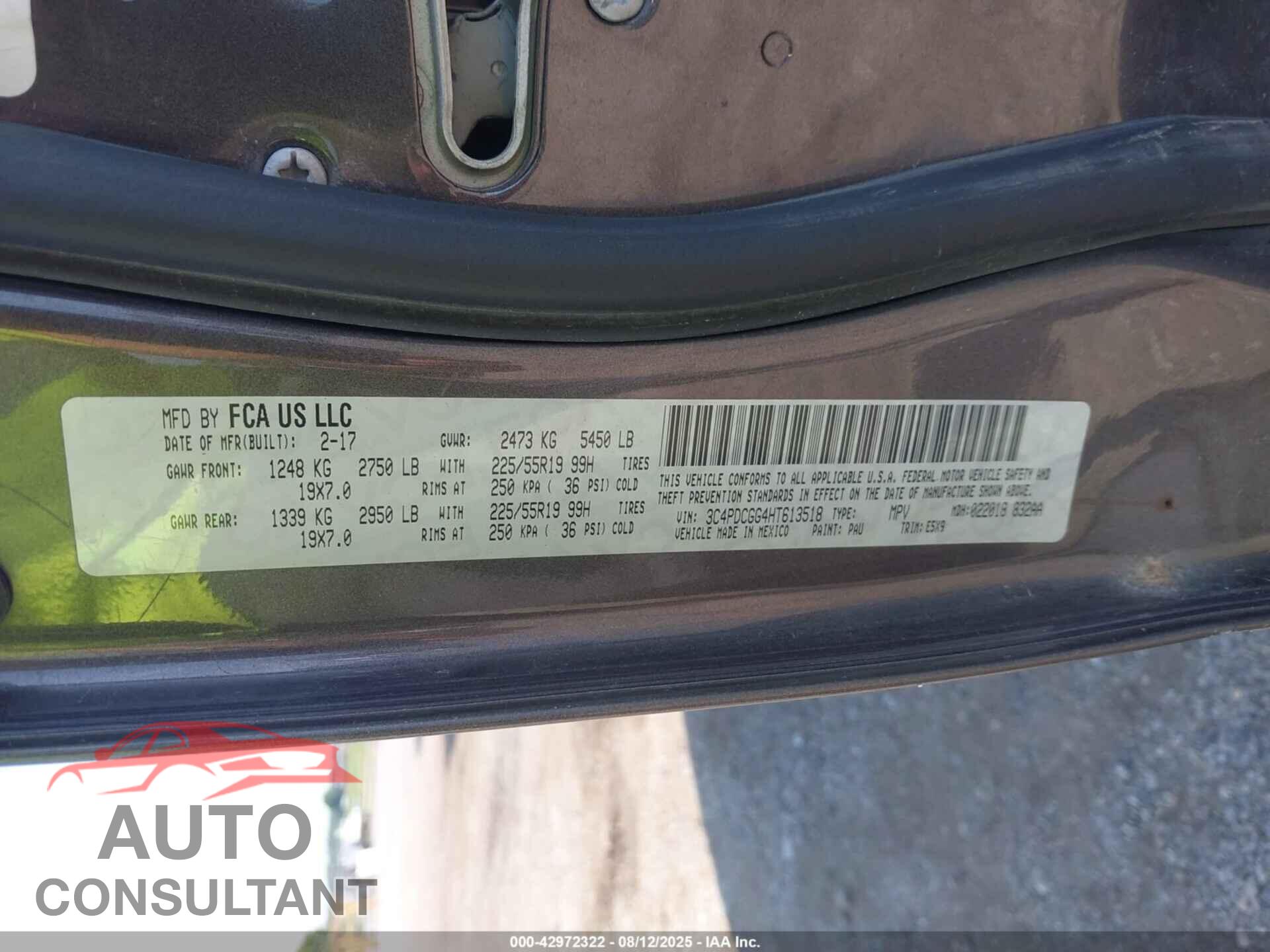 DODGE JOURNEY 2017 - 3C4PDCGG4HT613518