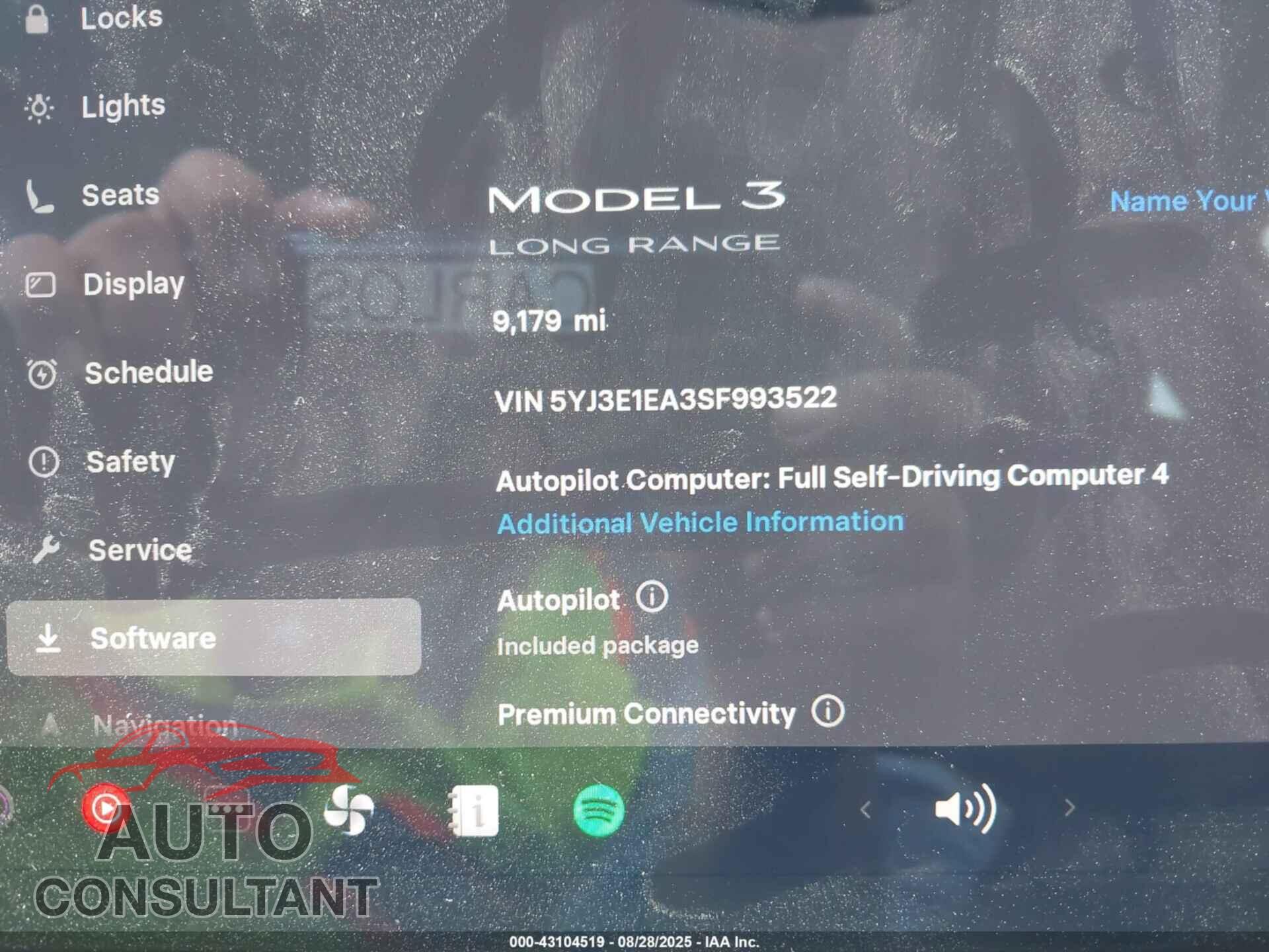 TESLA MODEL 3 2025 - 5YJ3E1EA3SF993522