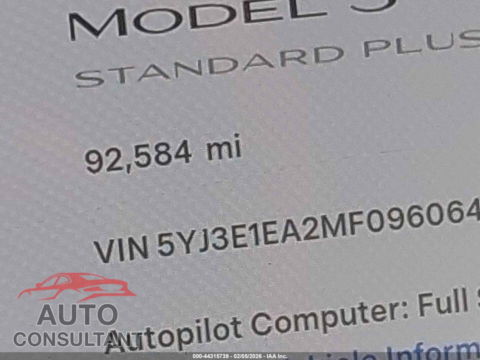 TESLA MODEL 3 2021 - 5YJ3E1EA2MF096064