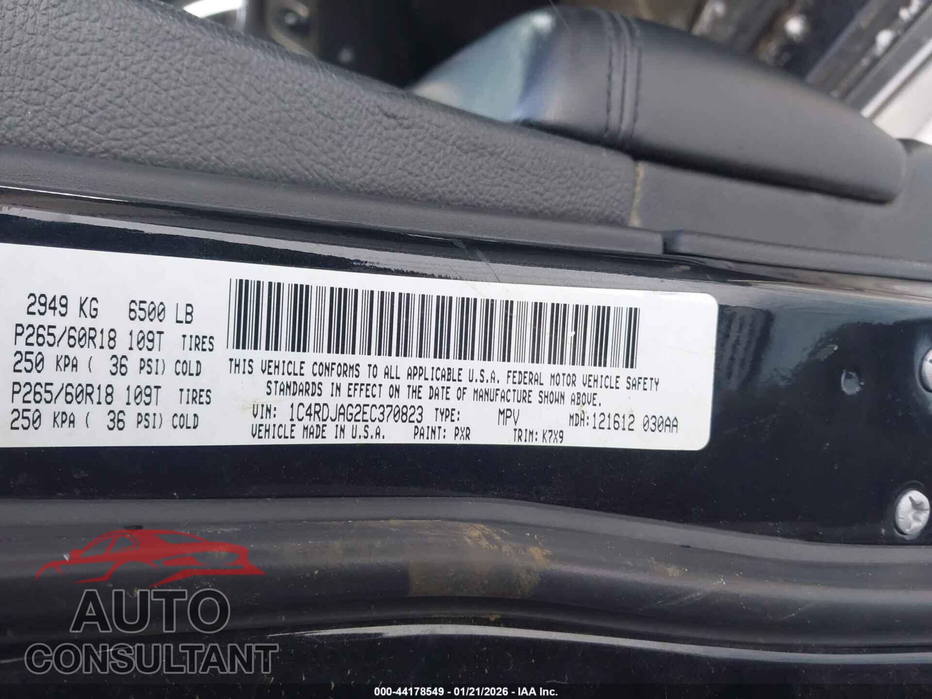 DODGE DURANGO 2014 - 1C4RDJAG2EC370823