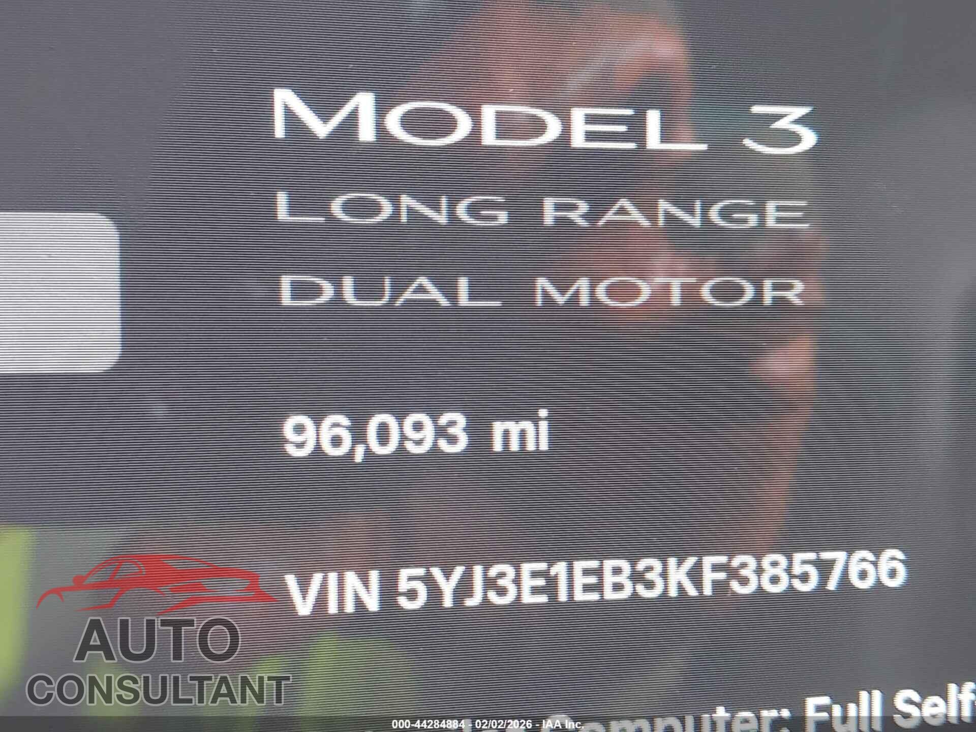 TESLA MODEL 3 2019 - 5YJ3E1EB3KF385766