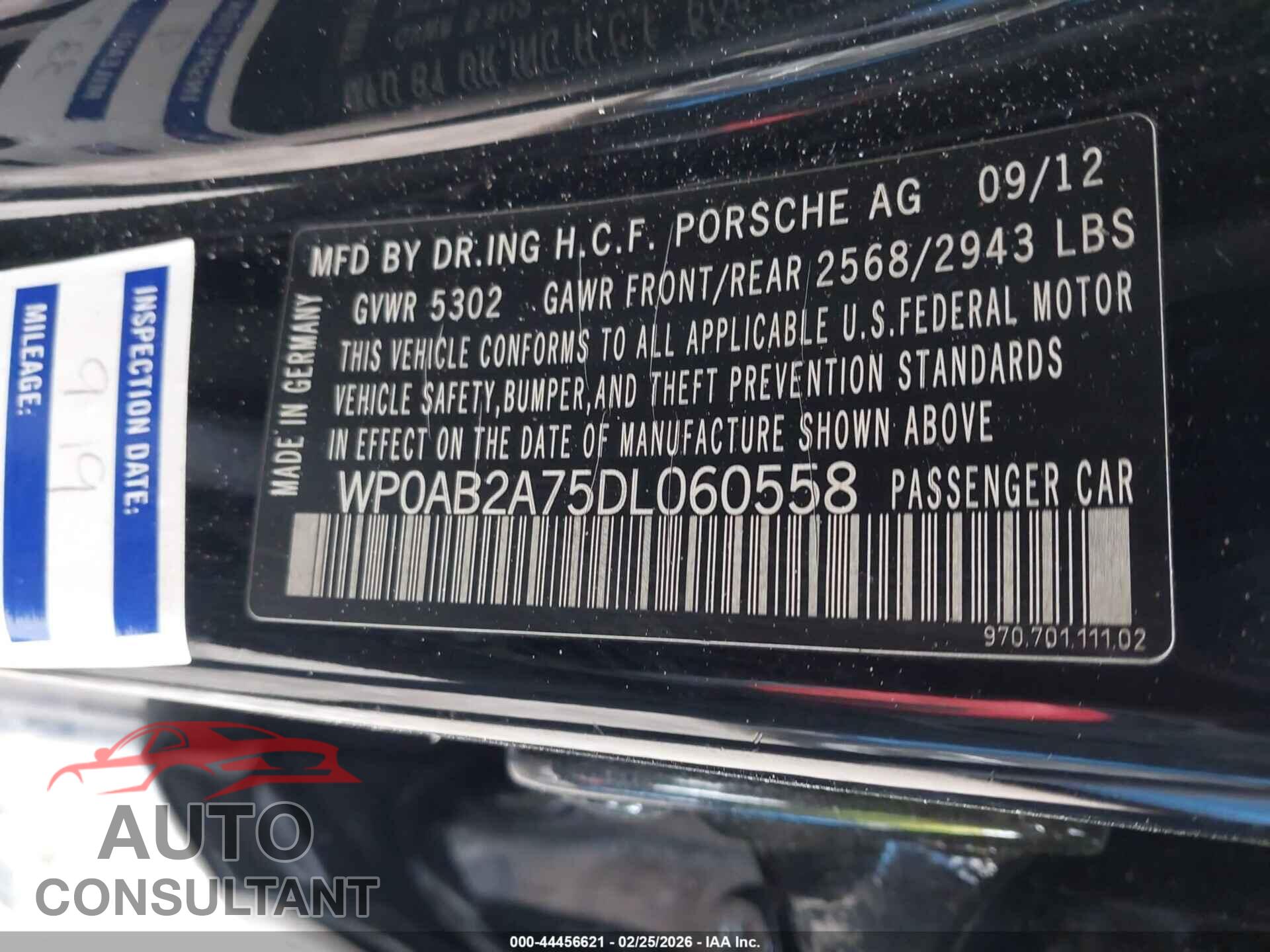 PORSCHE PANAMERA 2013 - WP0AB2A75DL060558