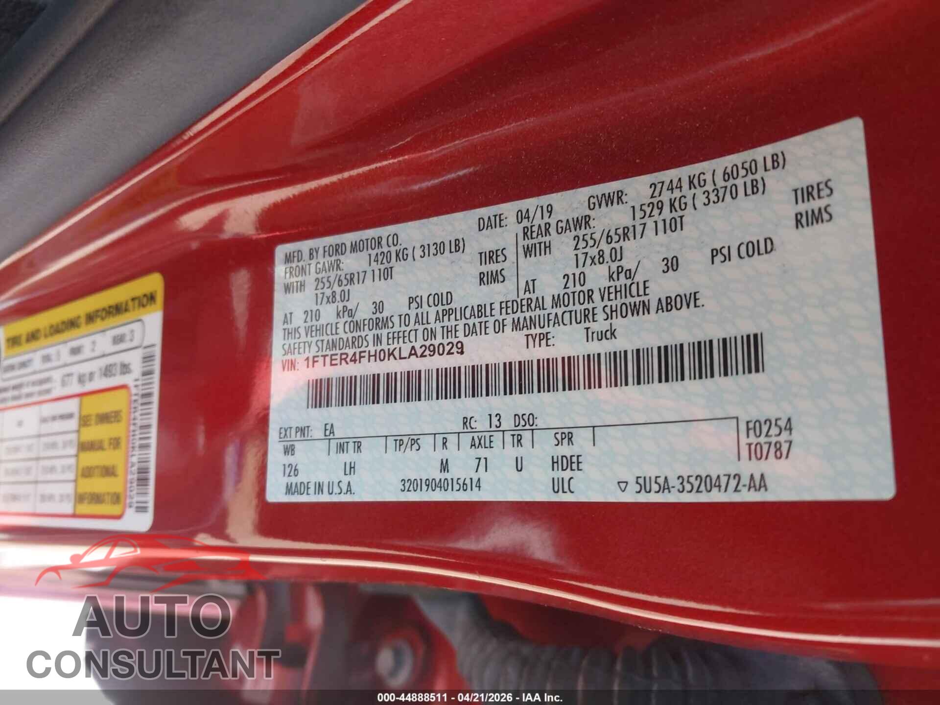 FORD RANGER 2019 - 1FTER4FH0KLA29029