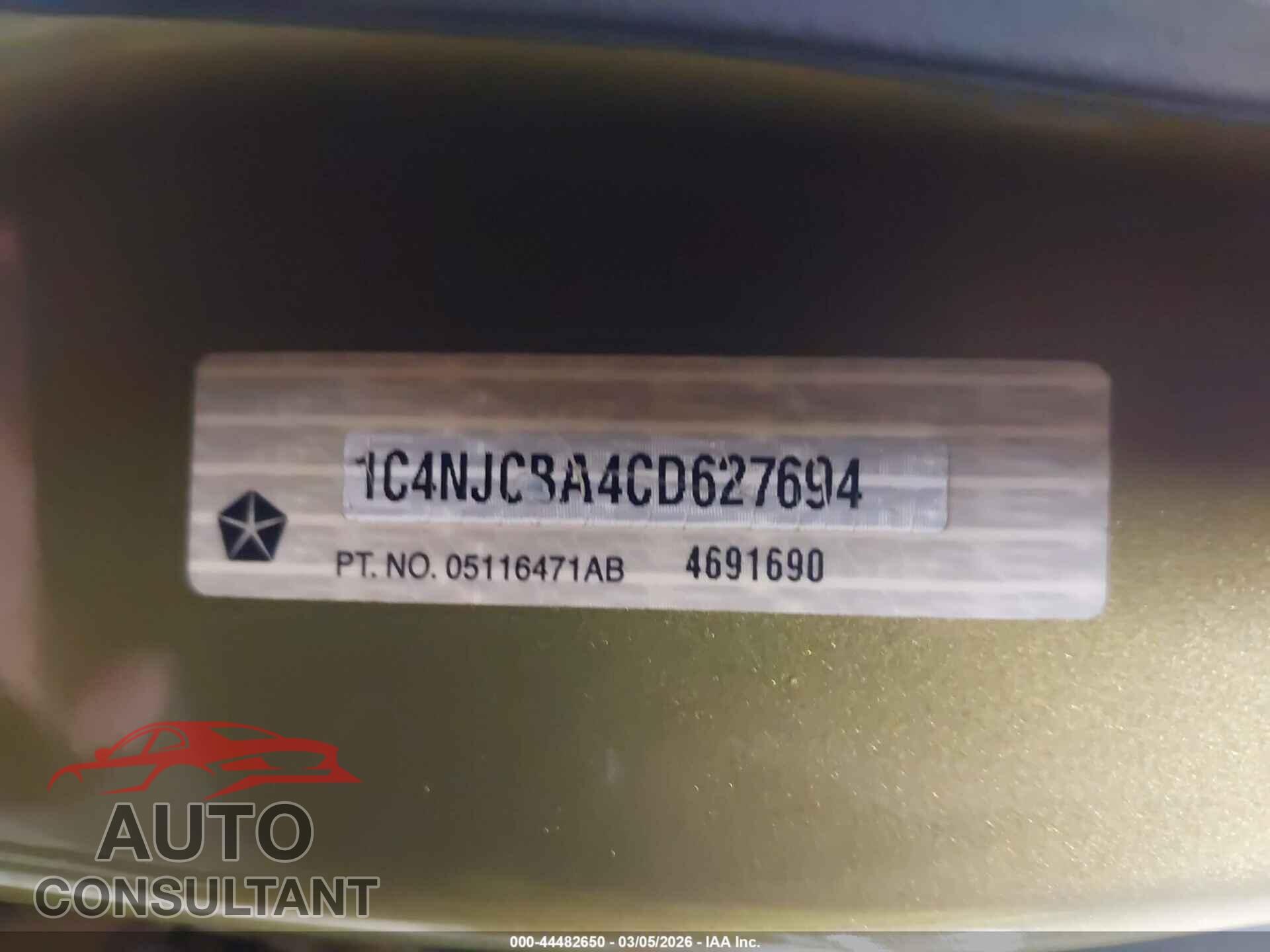 JEEP COMPASS 2012 - 1C4NJCBA4CD627694