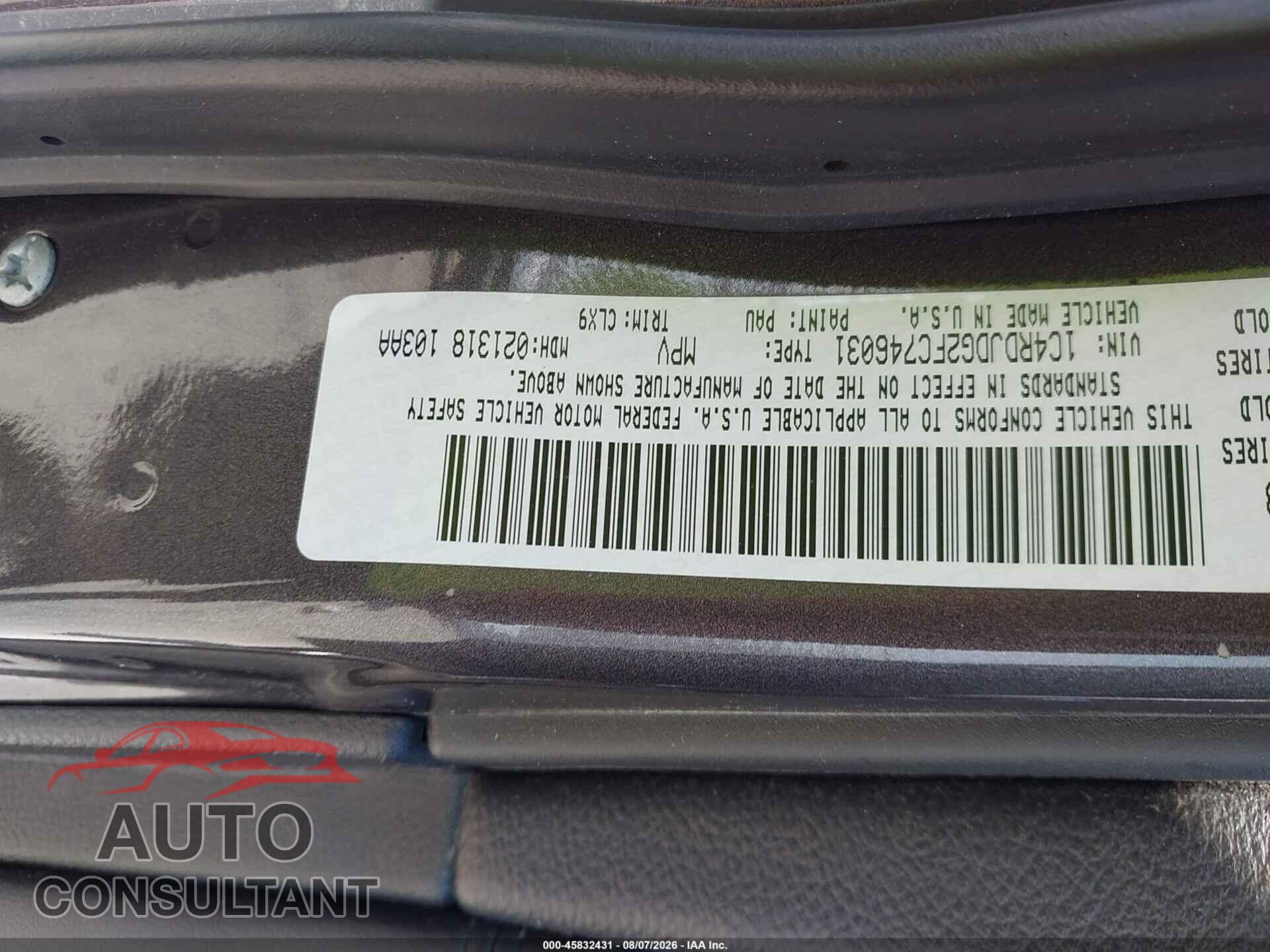 DODGE DURANGO 2015 - 1C4RDJDG2FC746031