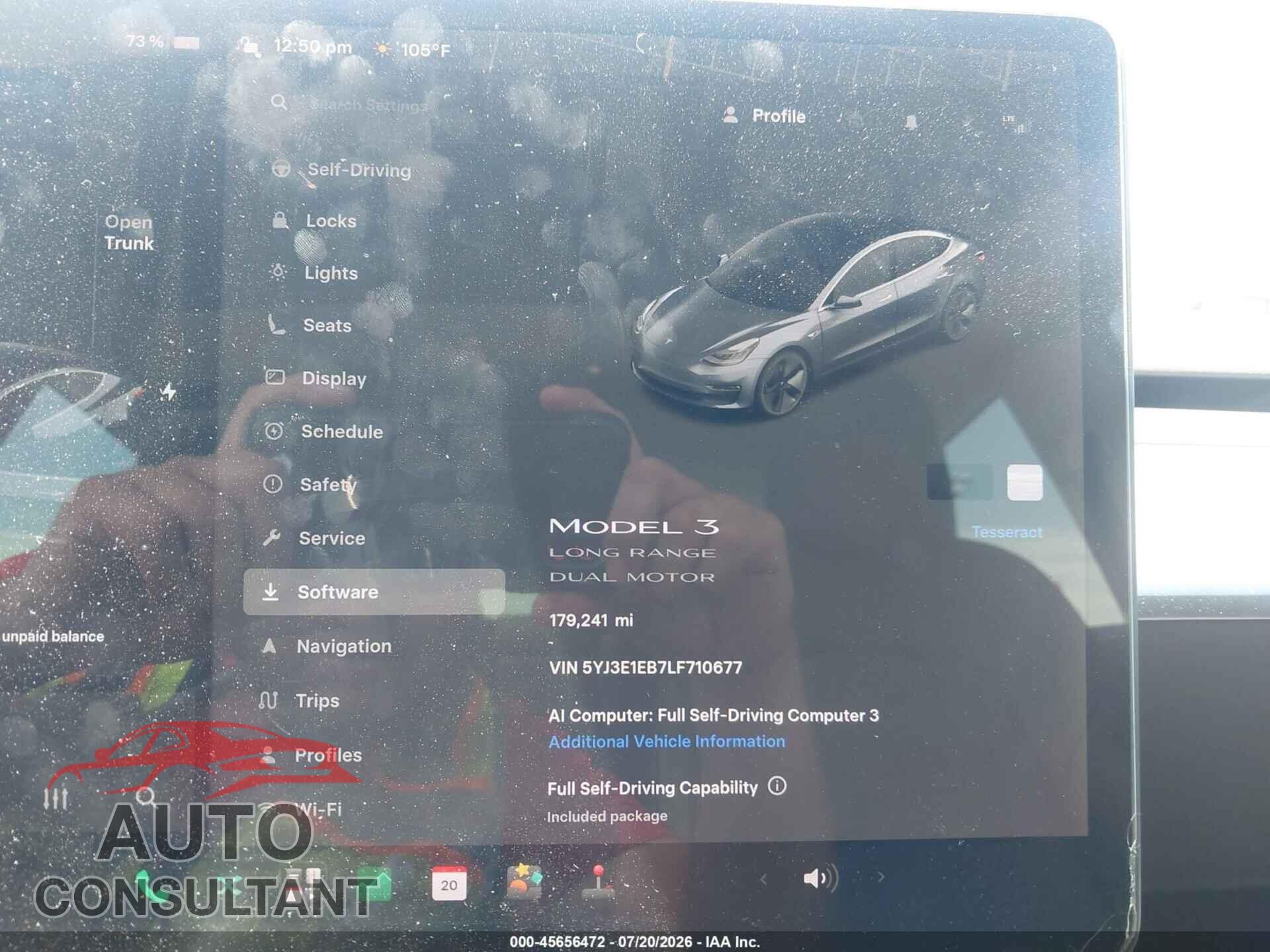 TESLA MODEL 3 2020 - 5YJ3E1EB7LF710677