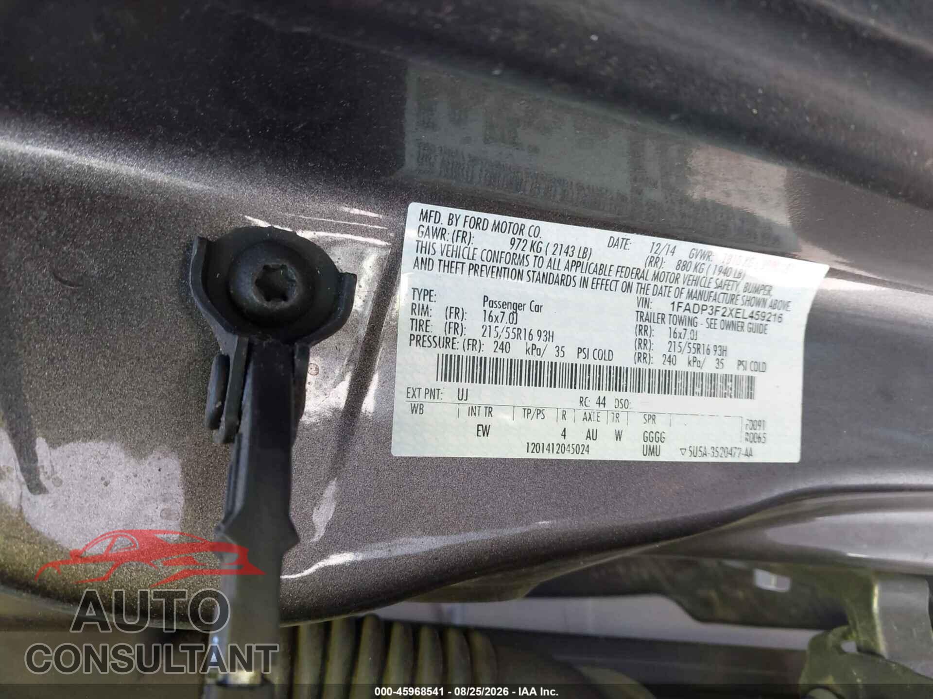 FORD FOCUS 2014 - 1FADP3F2XEL459216