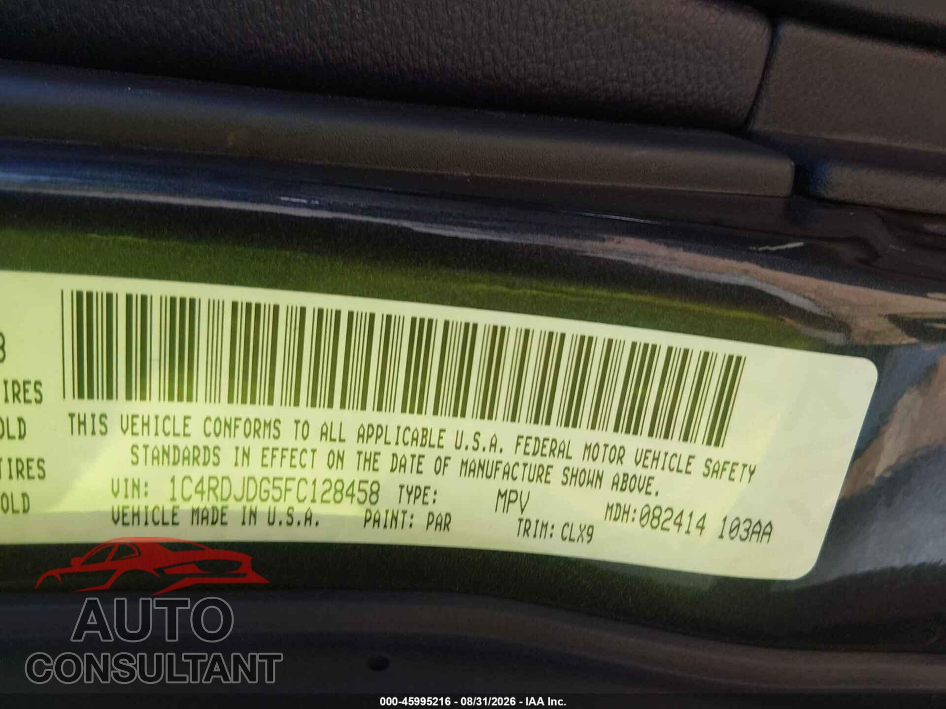 DODGE DURANGO 2015 - 1C4RDJDG5FC128458