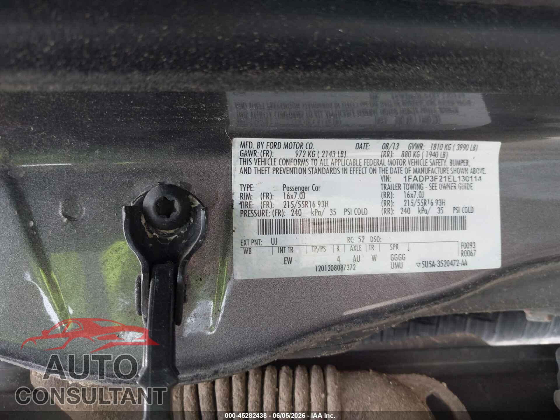 FORD FOCUS 2014 - 1FADP3F21EL130114