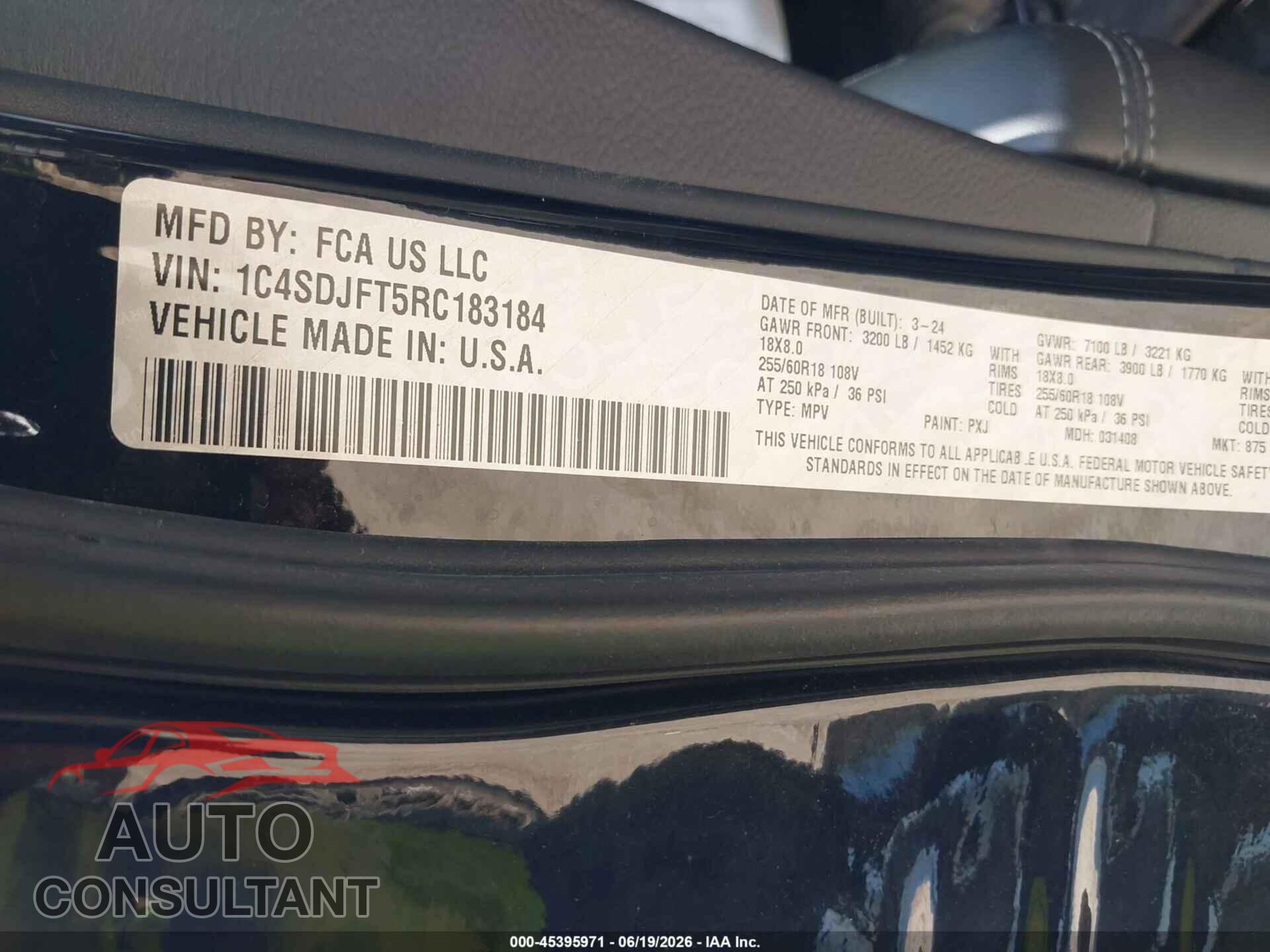 DODGE DURANGO 2024 - 1C4SDJFT5RC183184