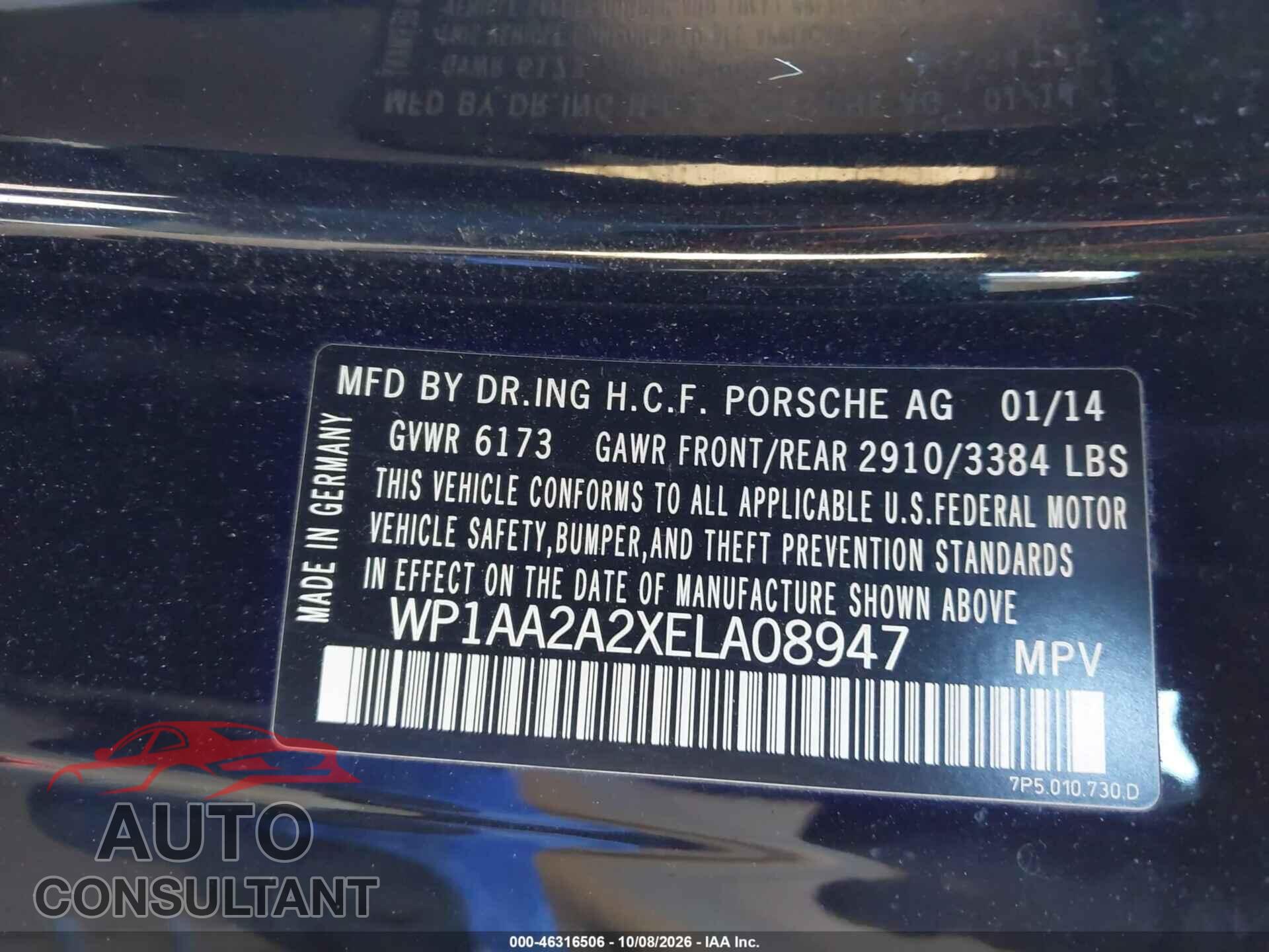 PORSCHE CAYENNE 2014 - WP1AA2A2XELA08947