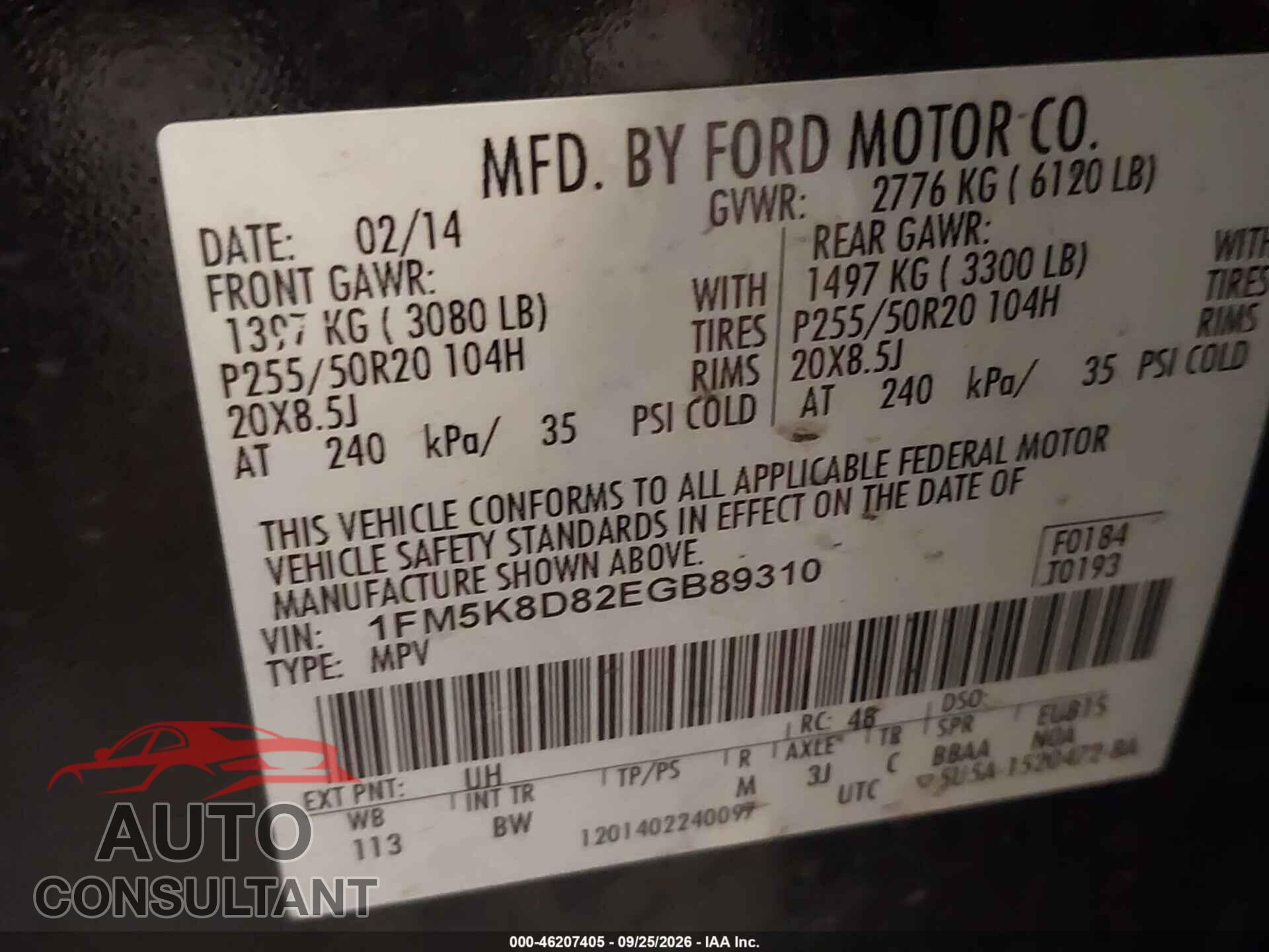 FORD EXPLORER 2014 - 1FM5K8D82EGB89310
