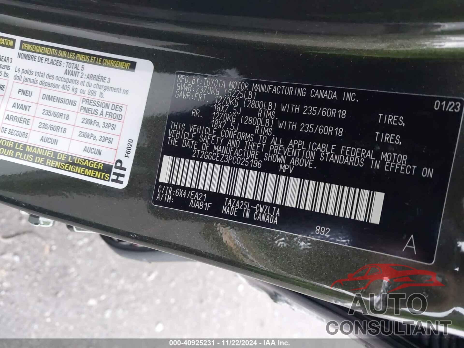 LEXUS NX 350 2023 - 2T2GGCEZ3PC025196