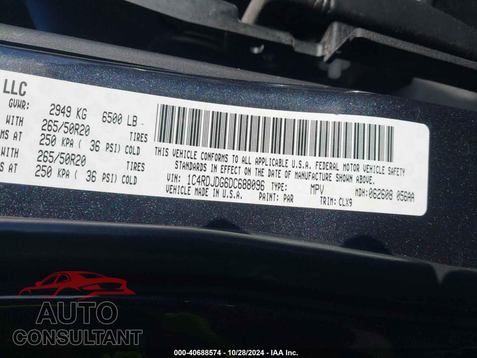 DODGE DURANGO 2013 - 1C4RDJDG6DC688096