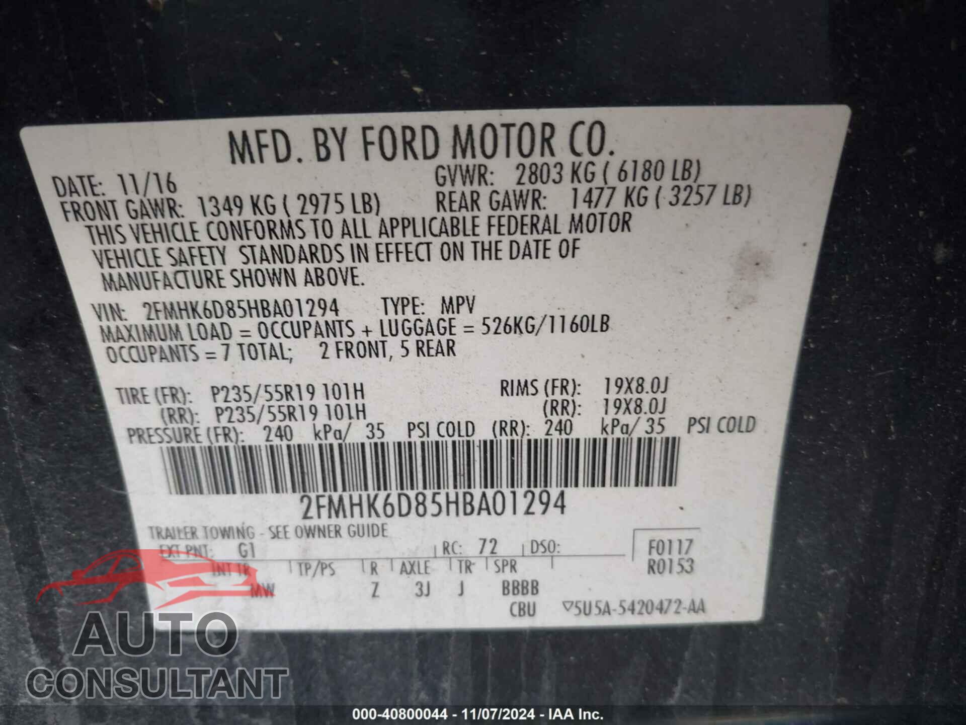 FORD FLEX 2017 - 2FMHK6D85HBA01294