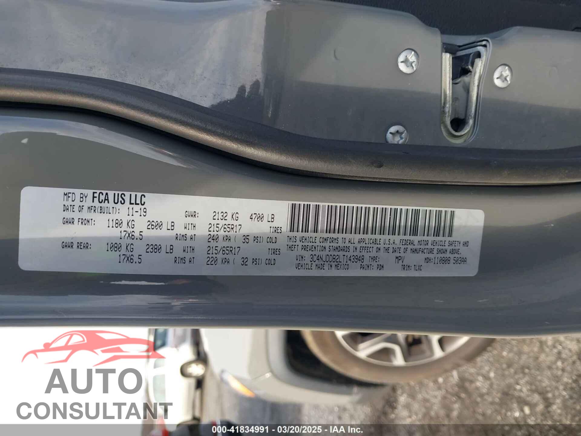 JEEP COMPASS 2020 - 3C4NJDDB2LT143948