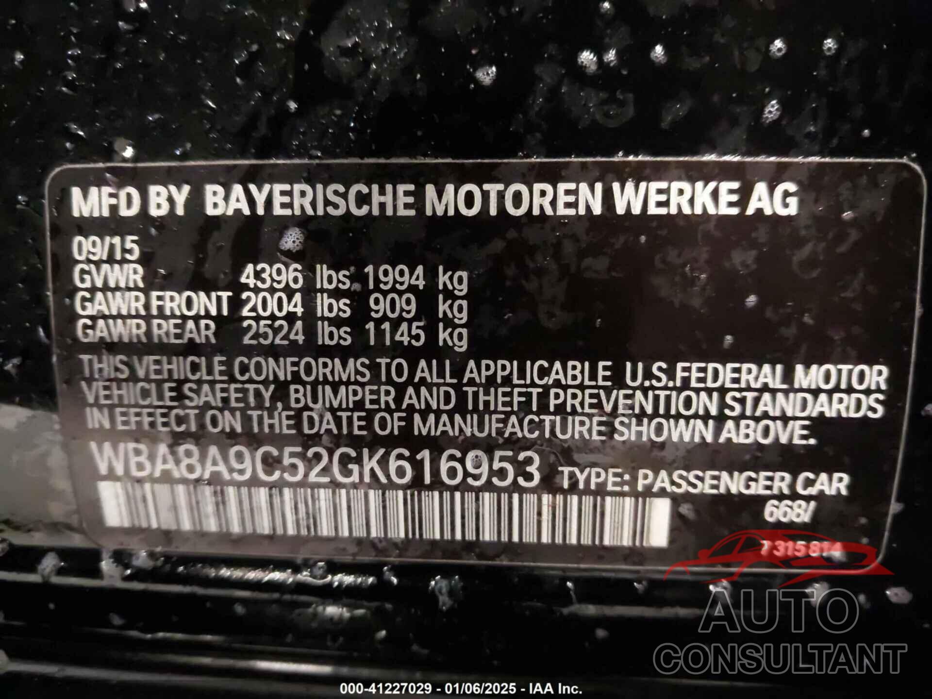 BMW 320I 2016 - WBA8A9C52GK616953