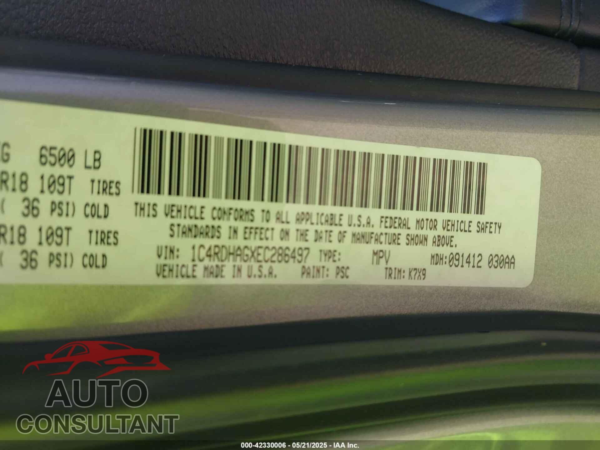 DODGE DURANGO 2014 - 1C4RDHAGXEC286497