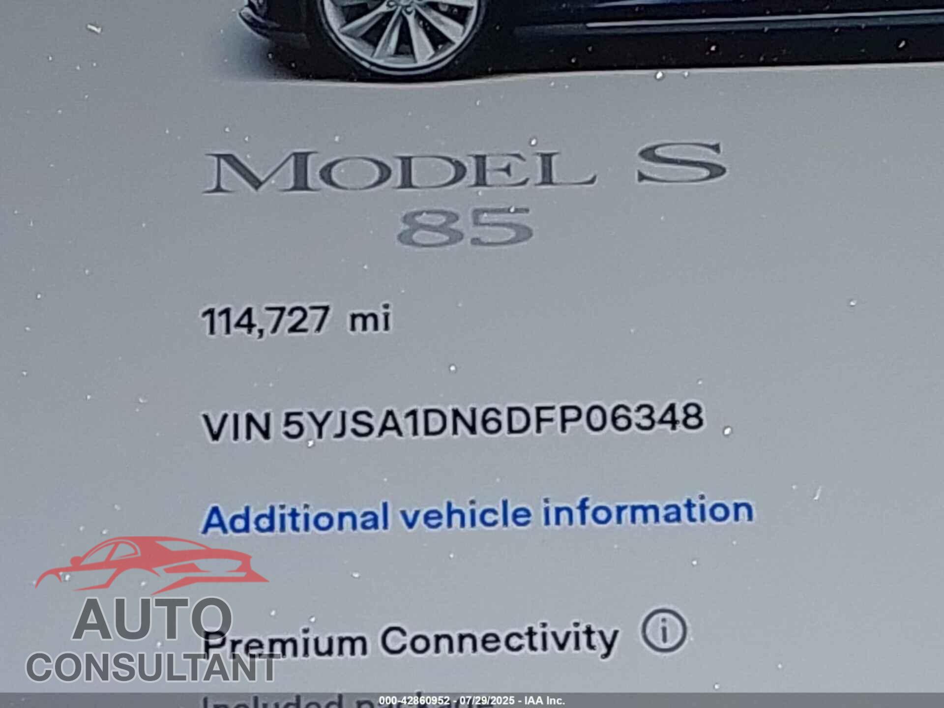TESLA MODEL S 2013 - 5YJSA1DN6DFP06348