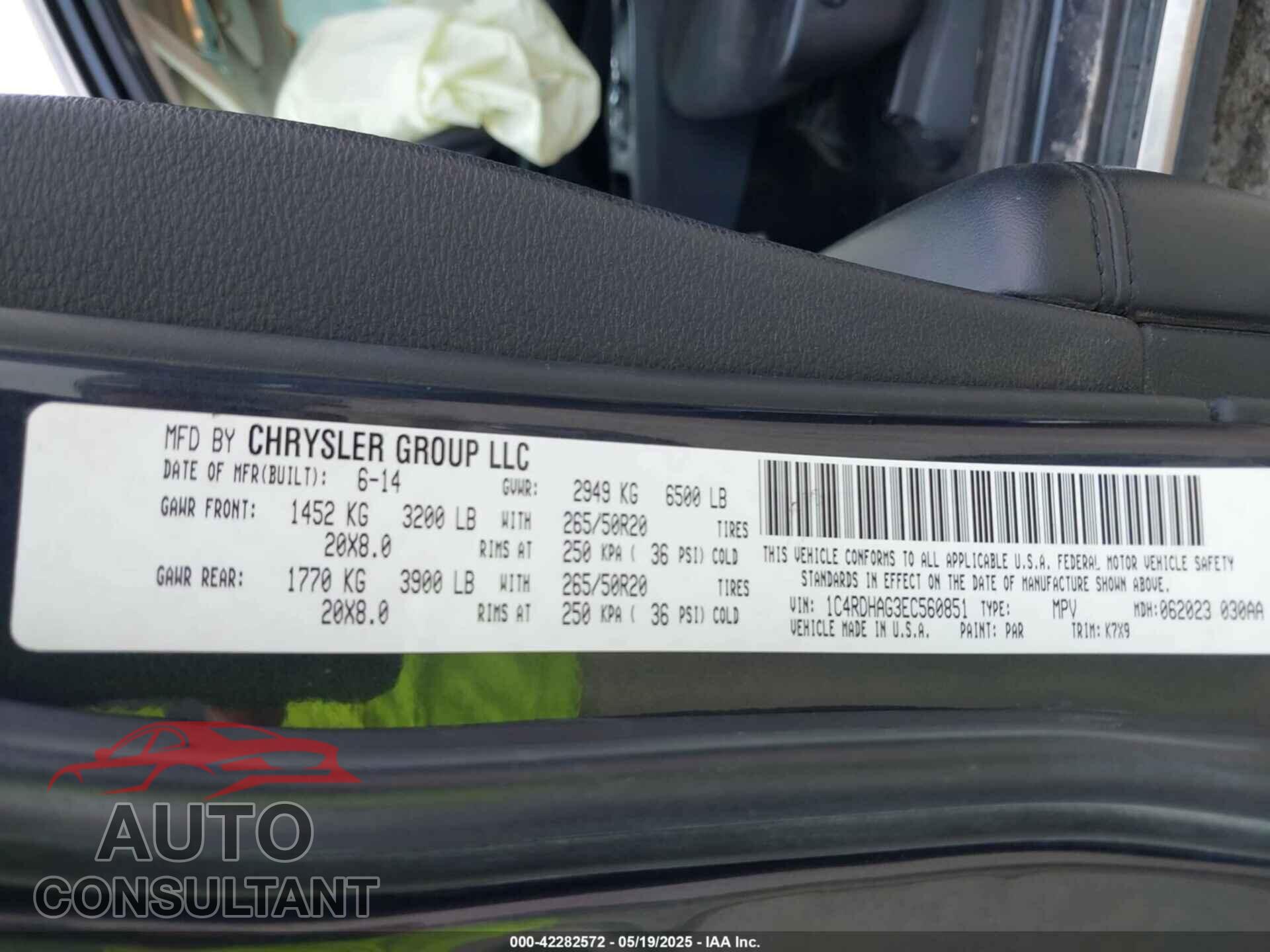 DODGE DURANGO 2014 - 1C4RDHAG3EC560851