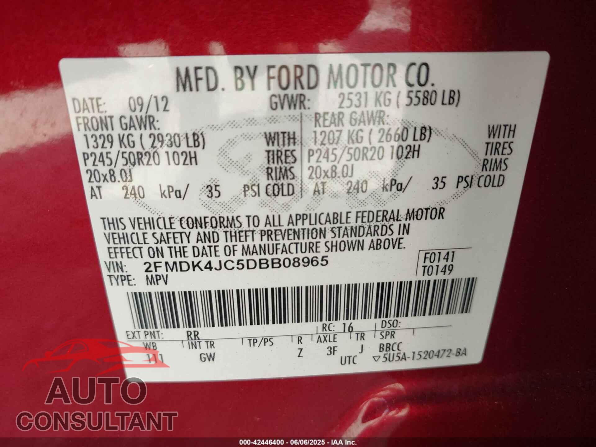FORD EDGE 2013 - 2FMDK4JC5DBB08965