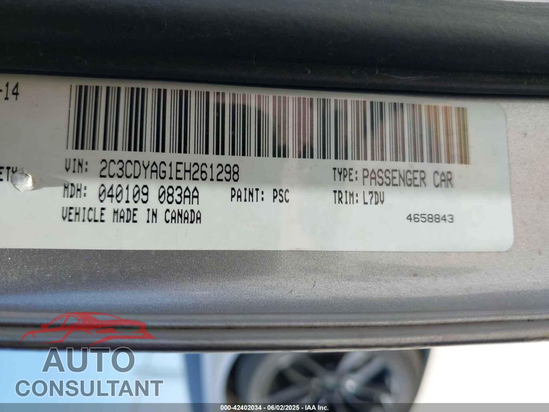 DODGE CHALLENGER 2014 - 2C3CDYAG1EH261298