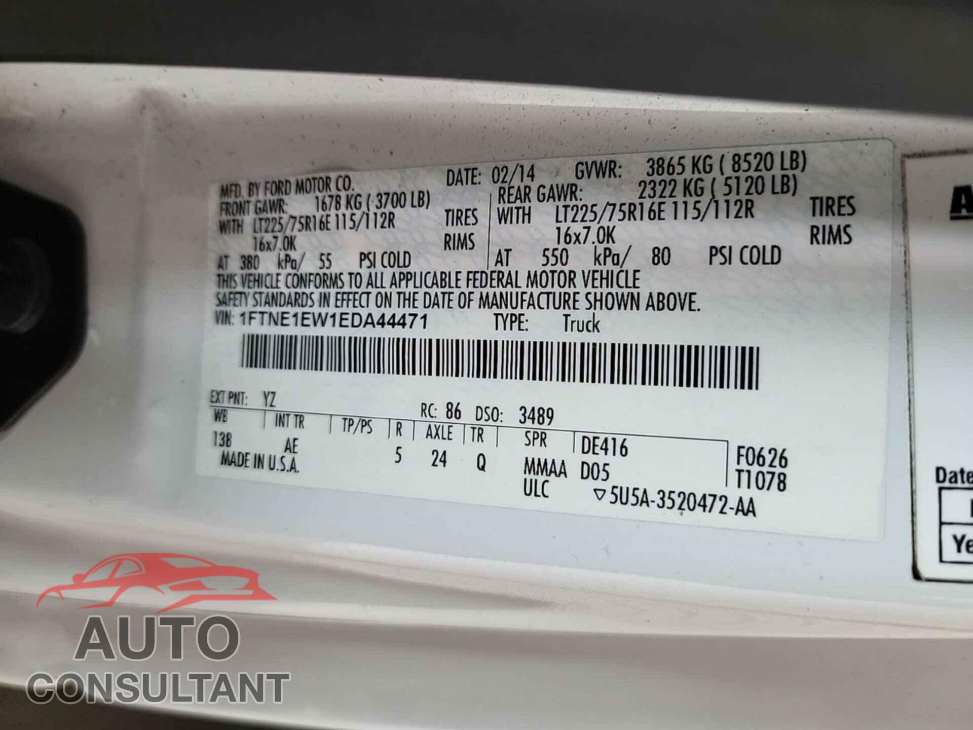 FORD E-150 2014 - 1FTNE1EW1EDA44471