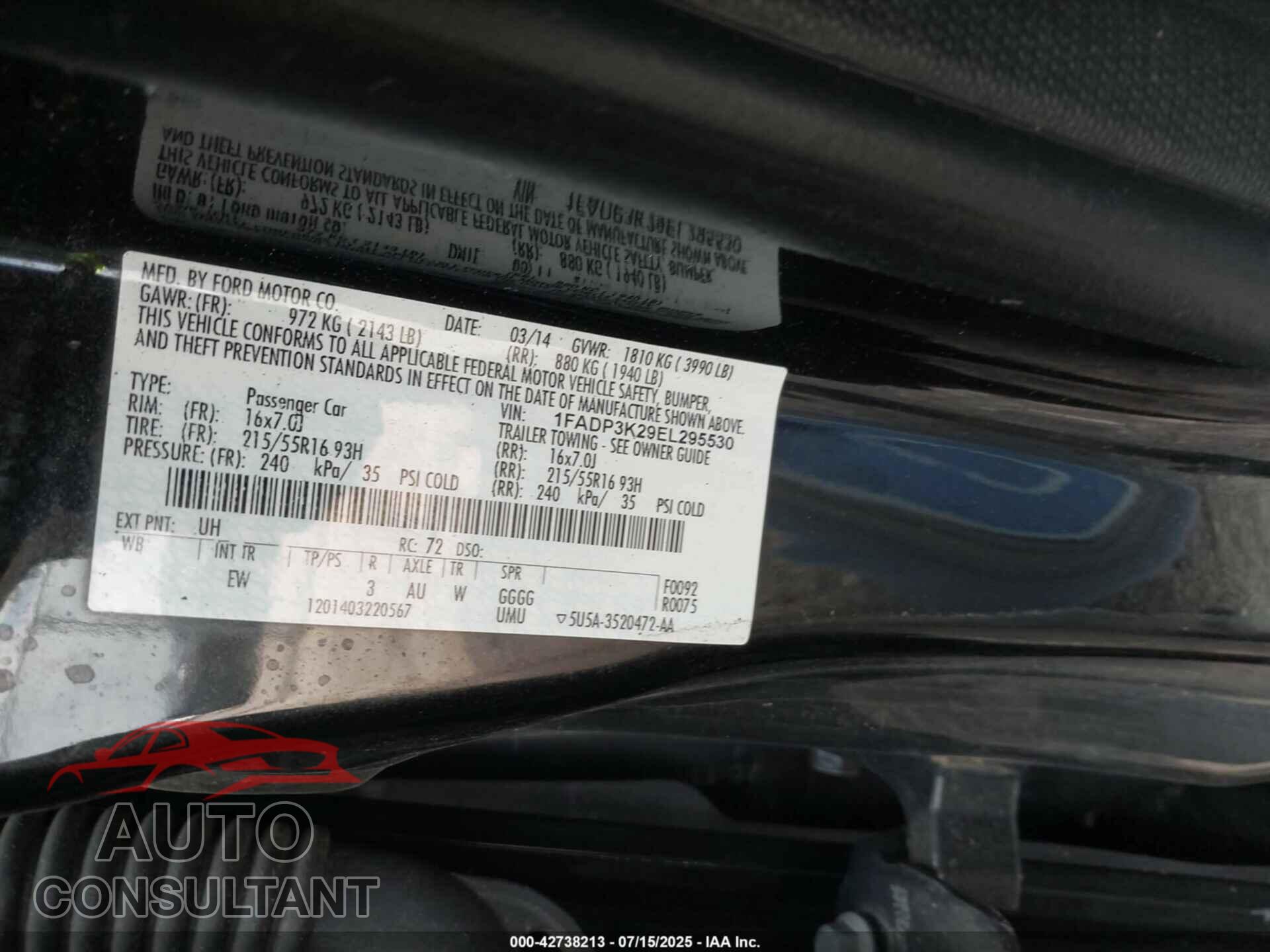 FORD FOCUS 2014 - 1FADP3K29EL295530