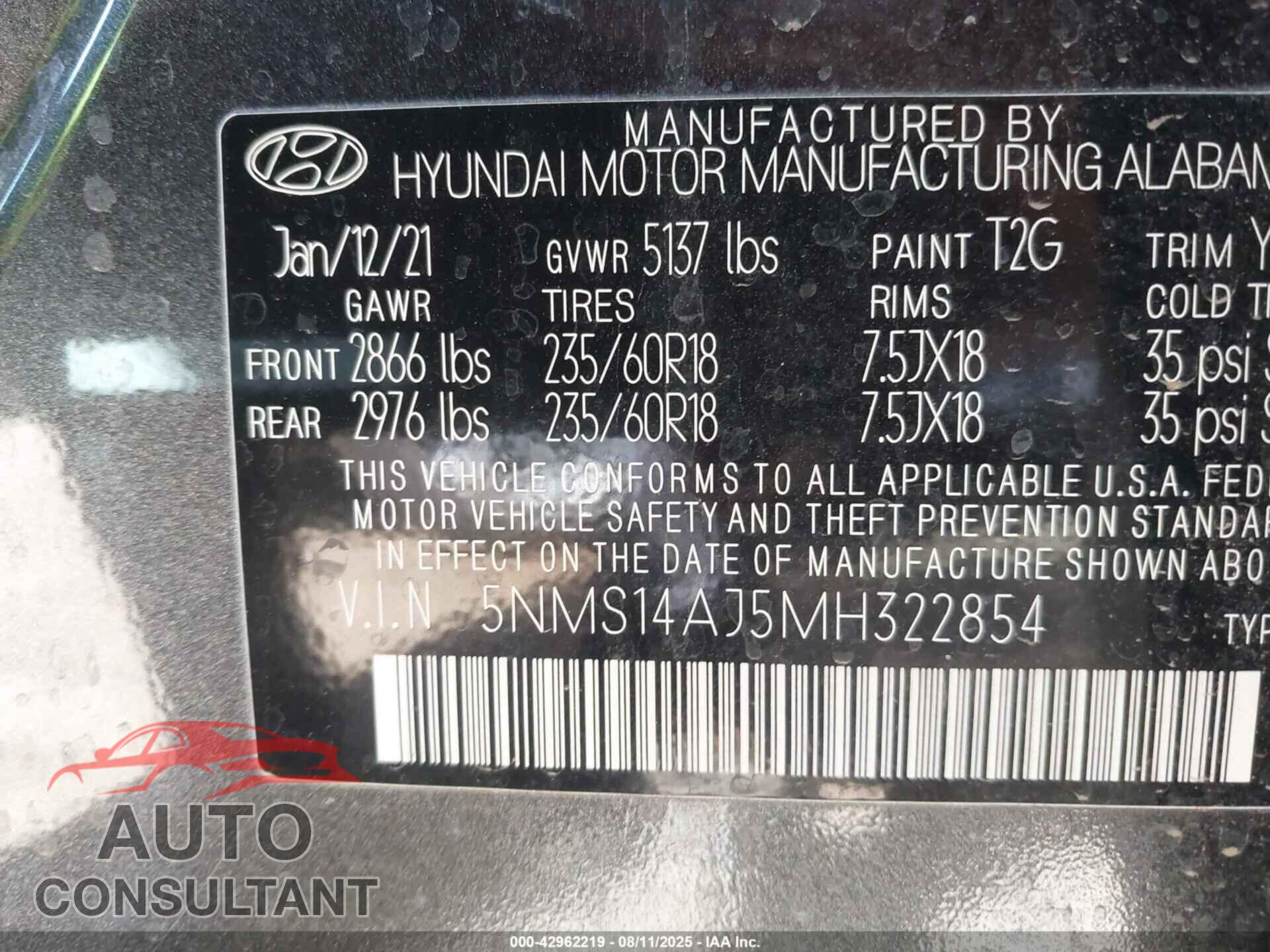 HYUNDAI SANTA FE 2021 - 5NMS14AJ5MH322854
