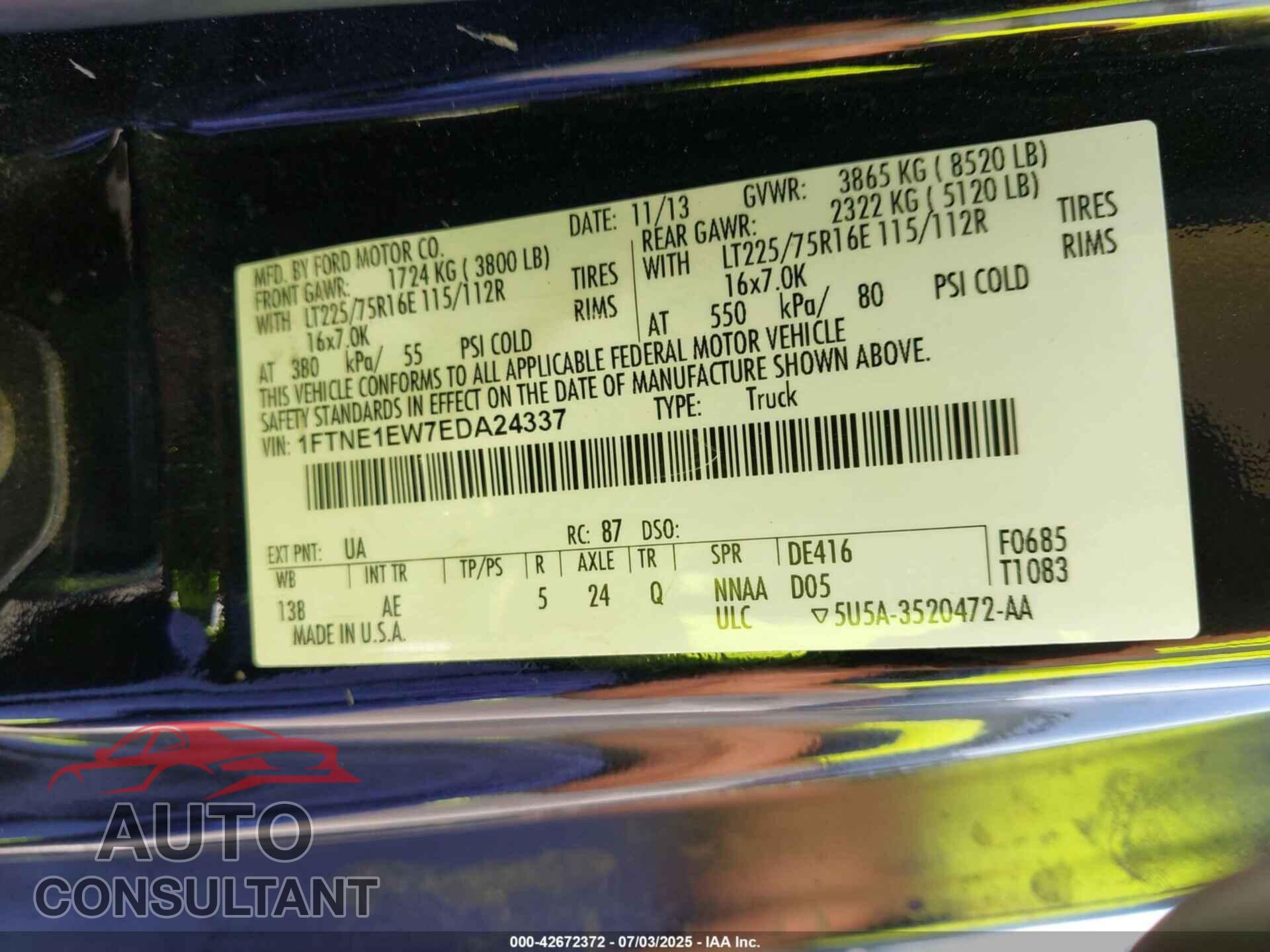 FORD E-150 2014 - 1FTNE1EW7EDA24337