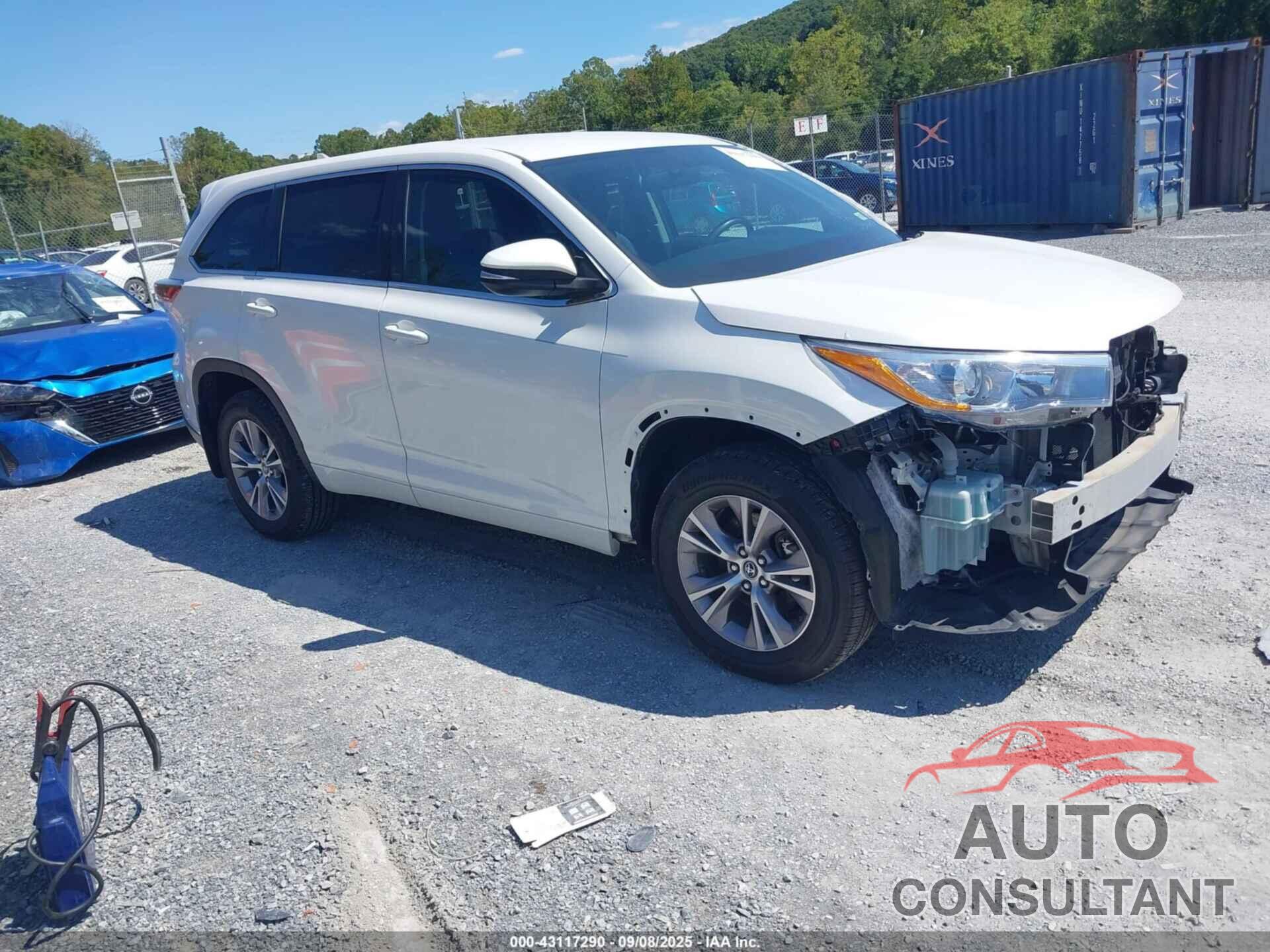 TOYOTA HIGHLANDER 2016 - 5TDZKRFH3GS121003