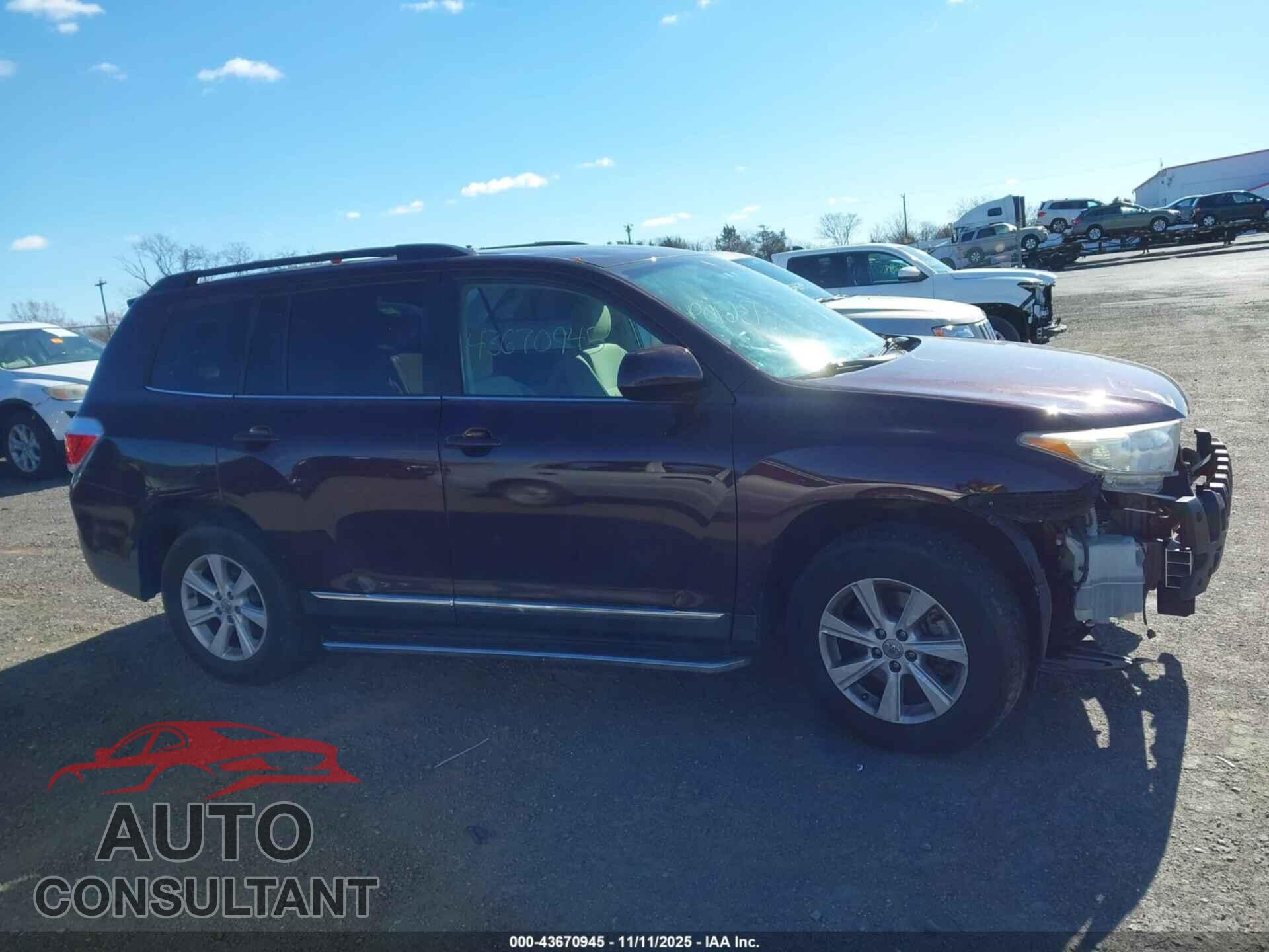 TOYOTA HIGHLANDER 2013 - 5TDBK3EH6DS252437