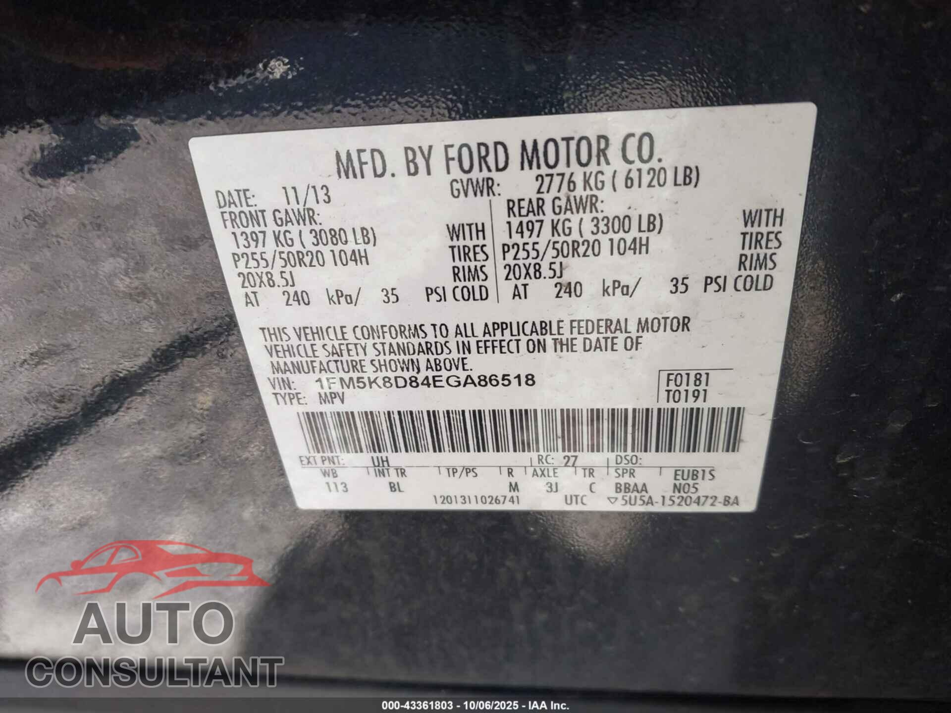 FORD EXPLORER 2014 - 1FM5K8D84EGA86518
